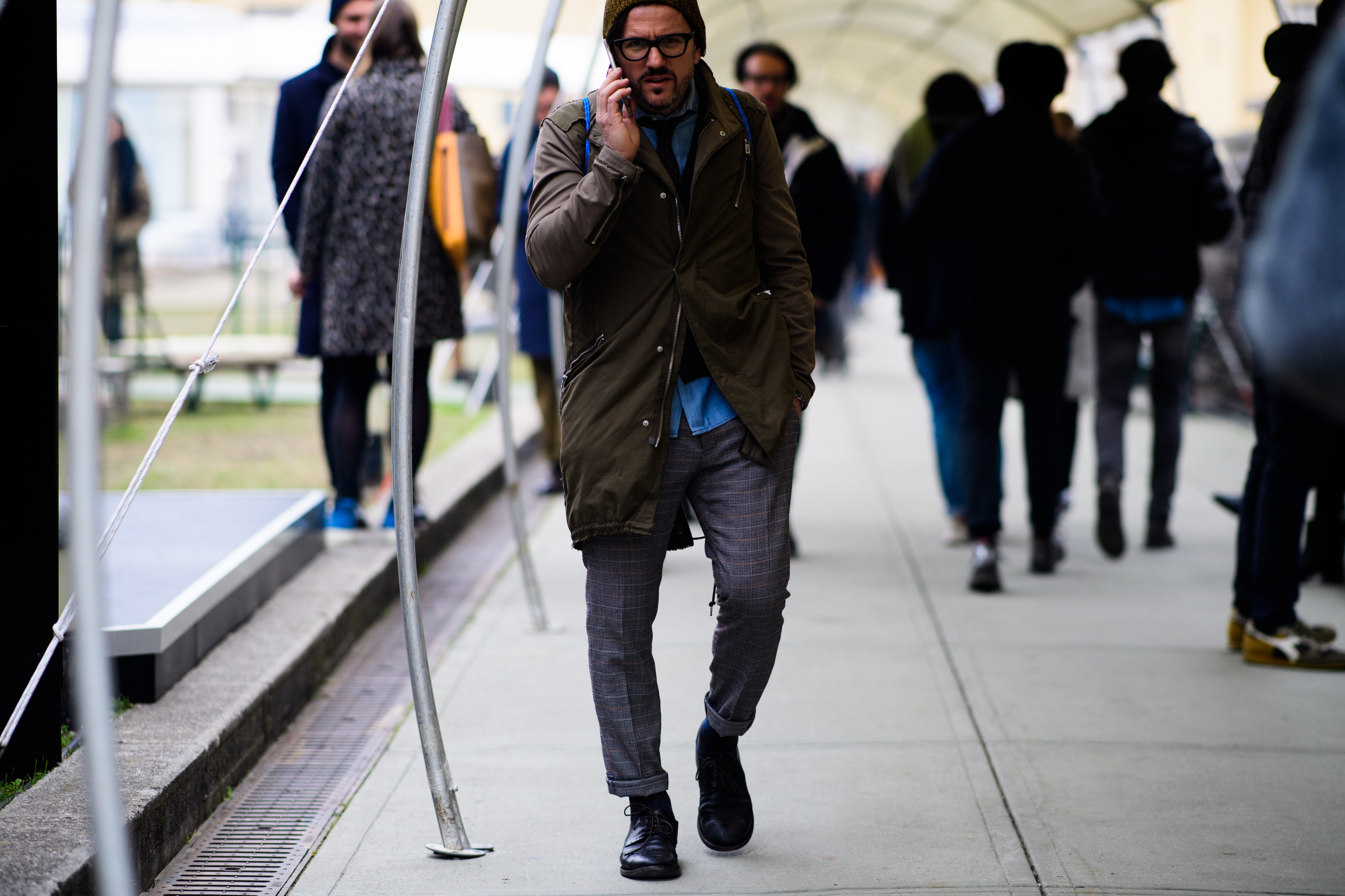 Man wearing grey pants