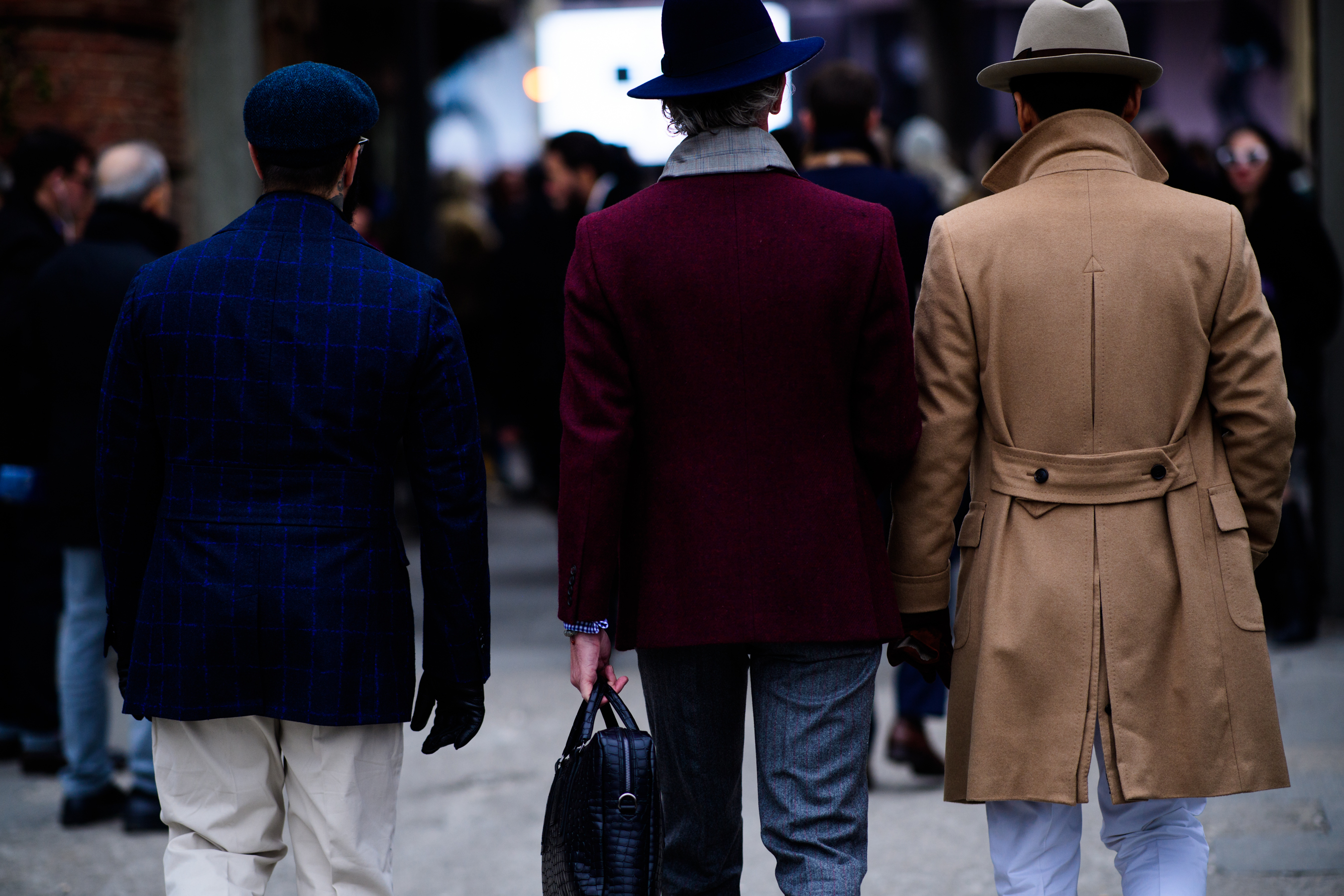 People wearing different color of jackets