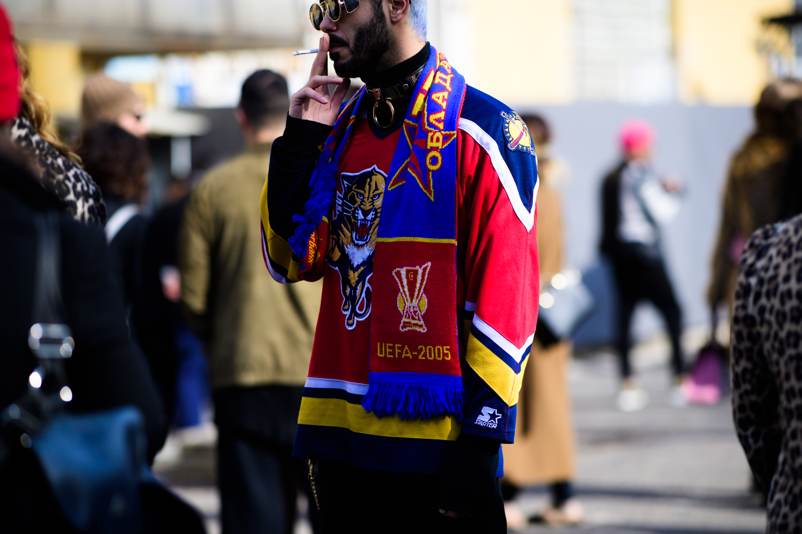Man wearing team scarf