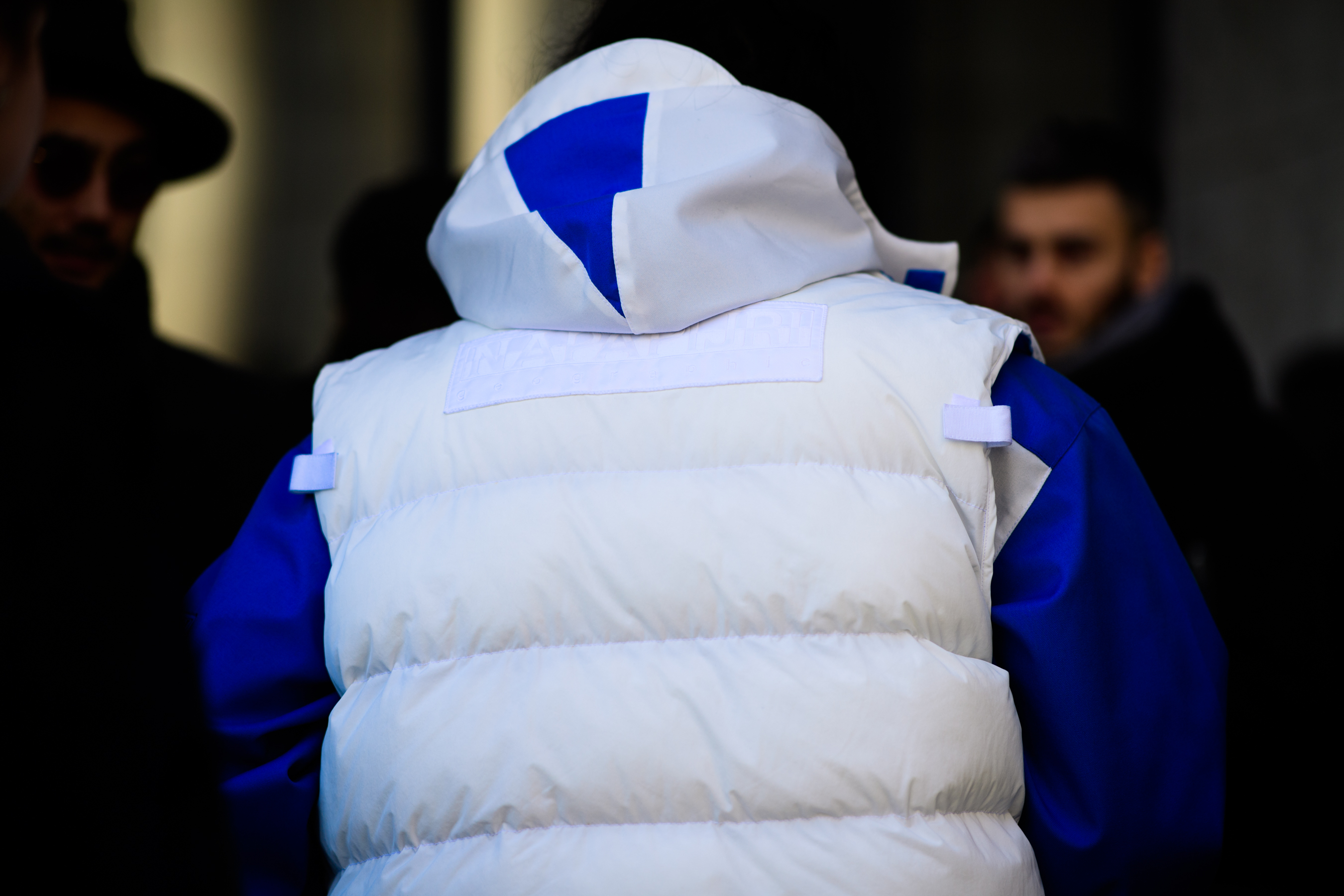 Man wearing blue and white
