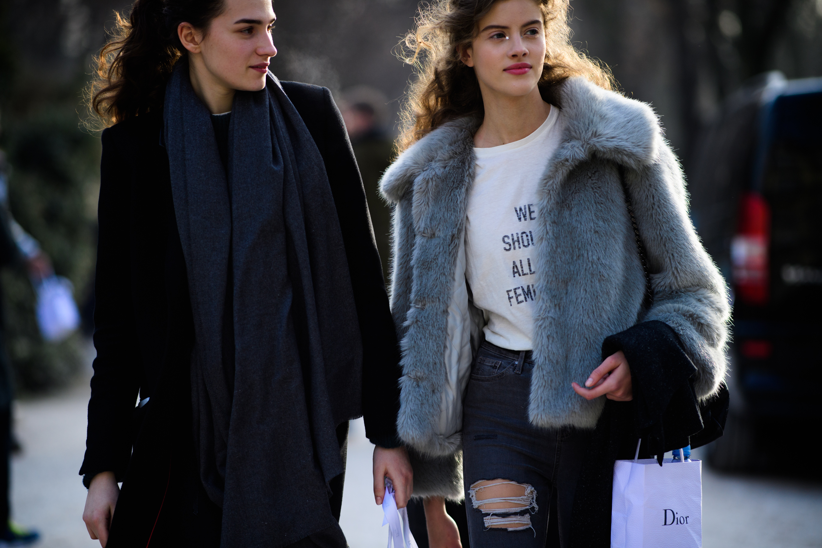 Woman wearing Dior t-shirt