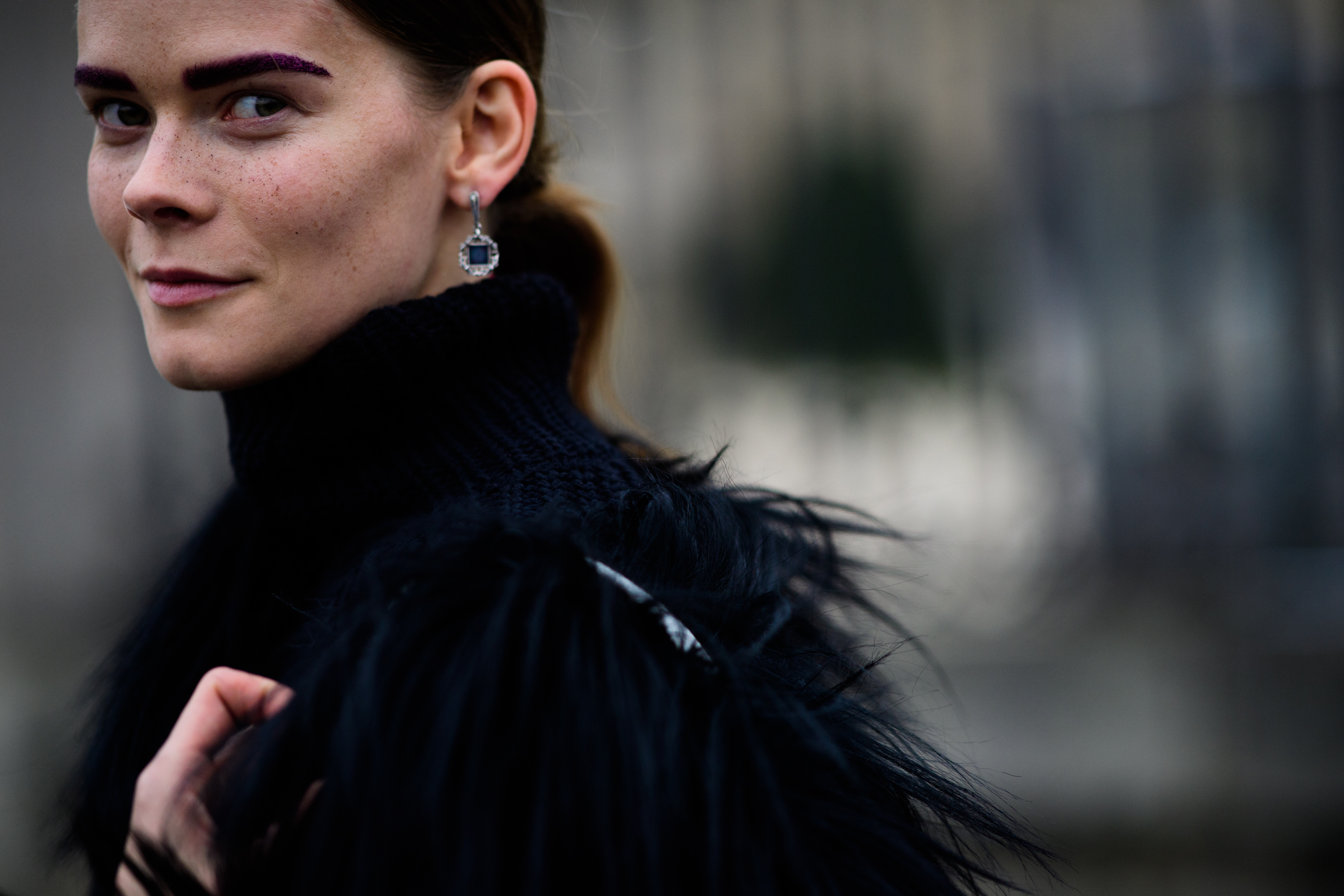 Russian model wearing fur coat