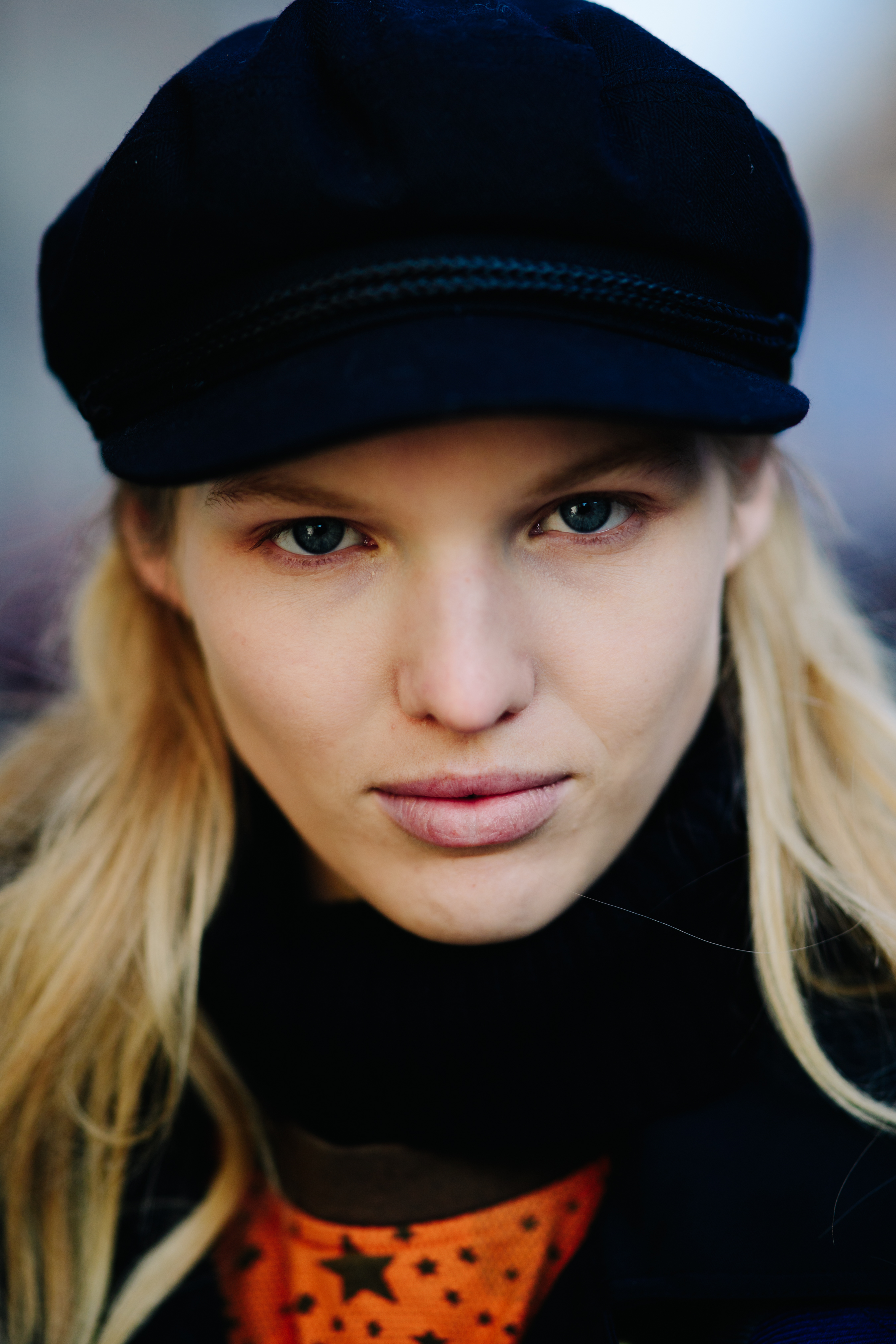 Portrait of model with blond hair