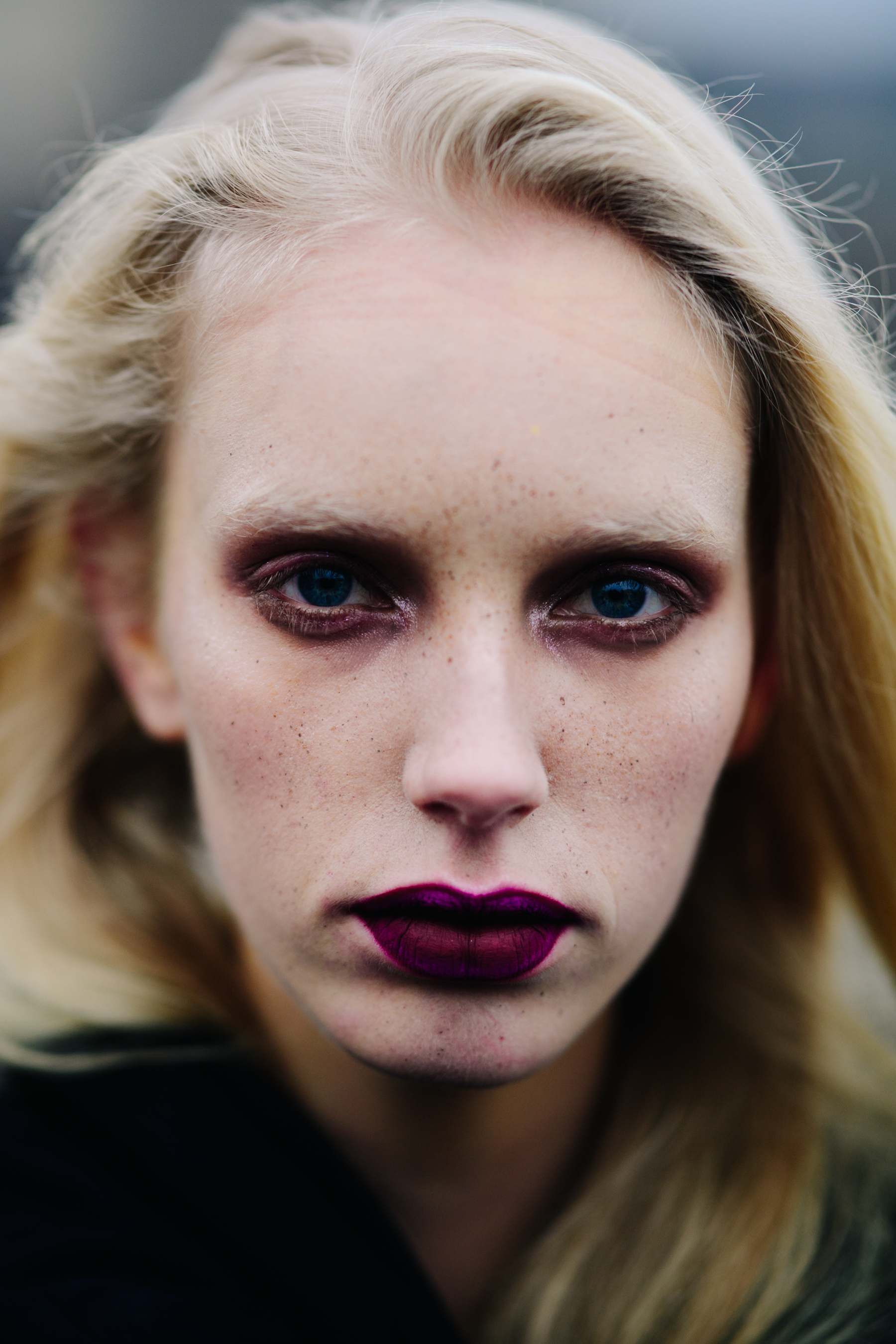 Portrait of woman with red lipstick