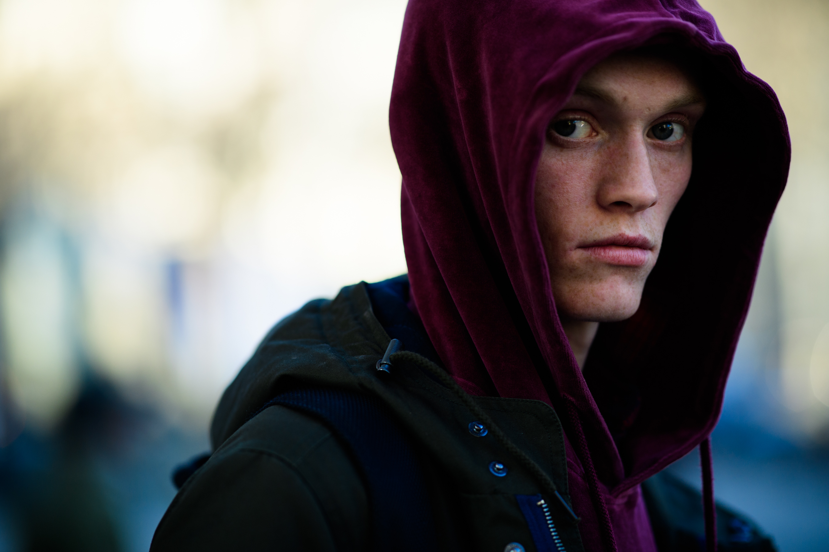 Male model wearing hoodie