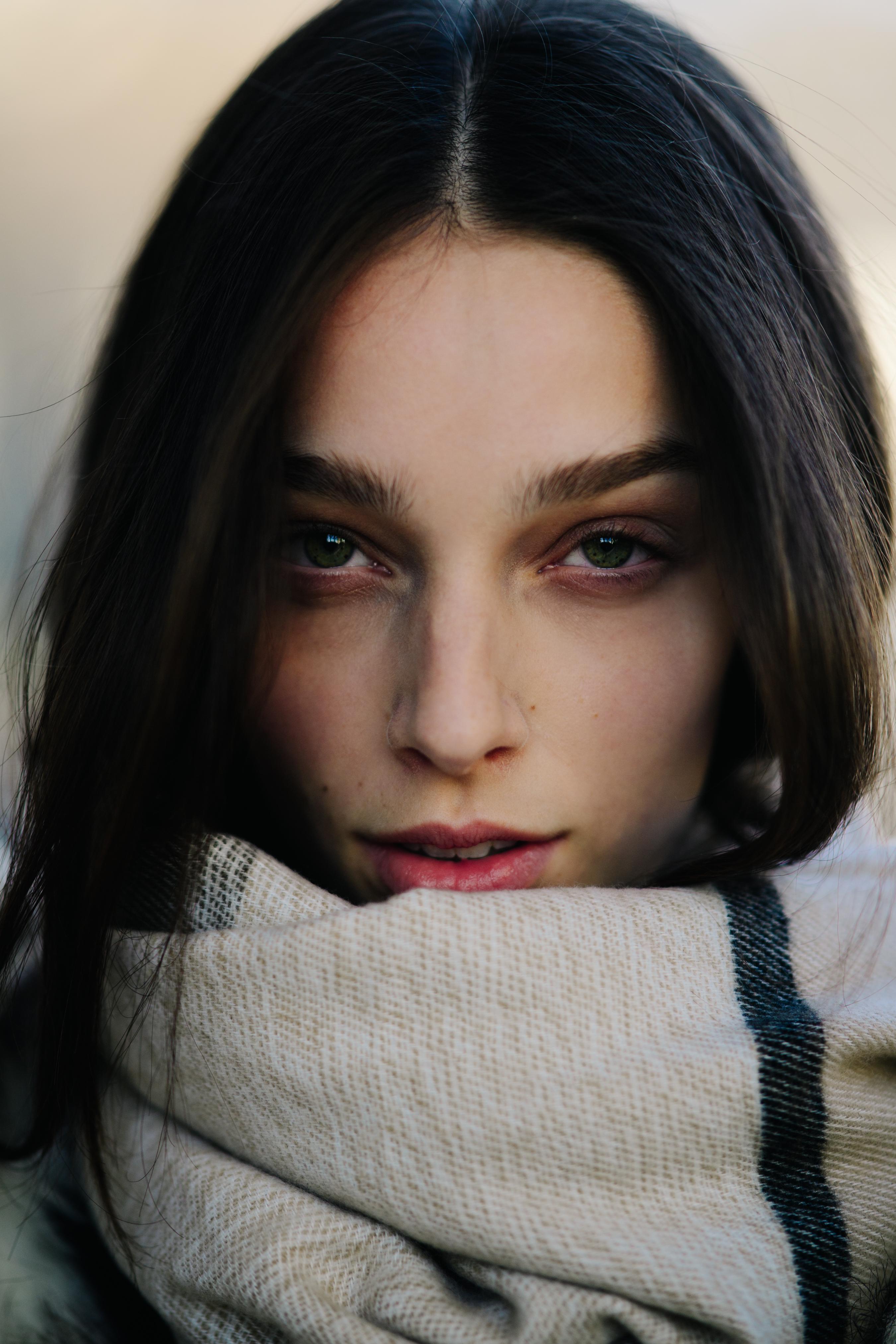 Portrait of model with long hair