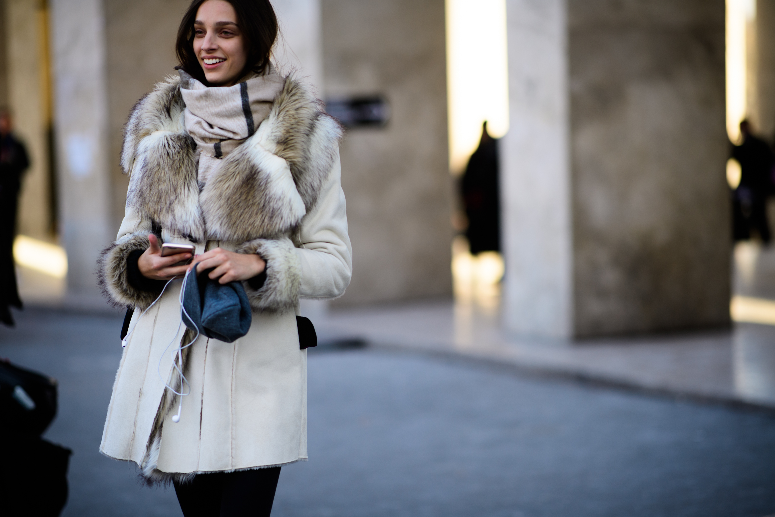Woman wearing fur clothes