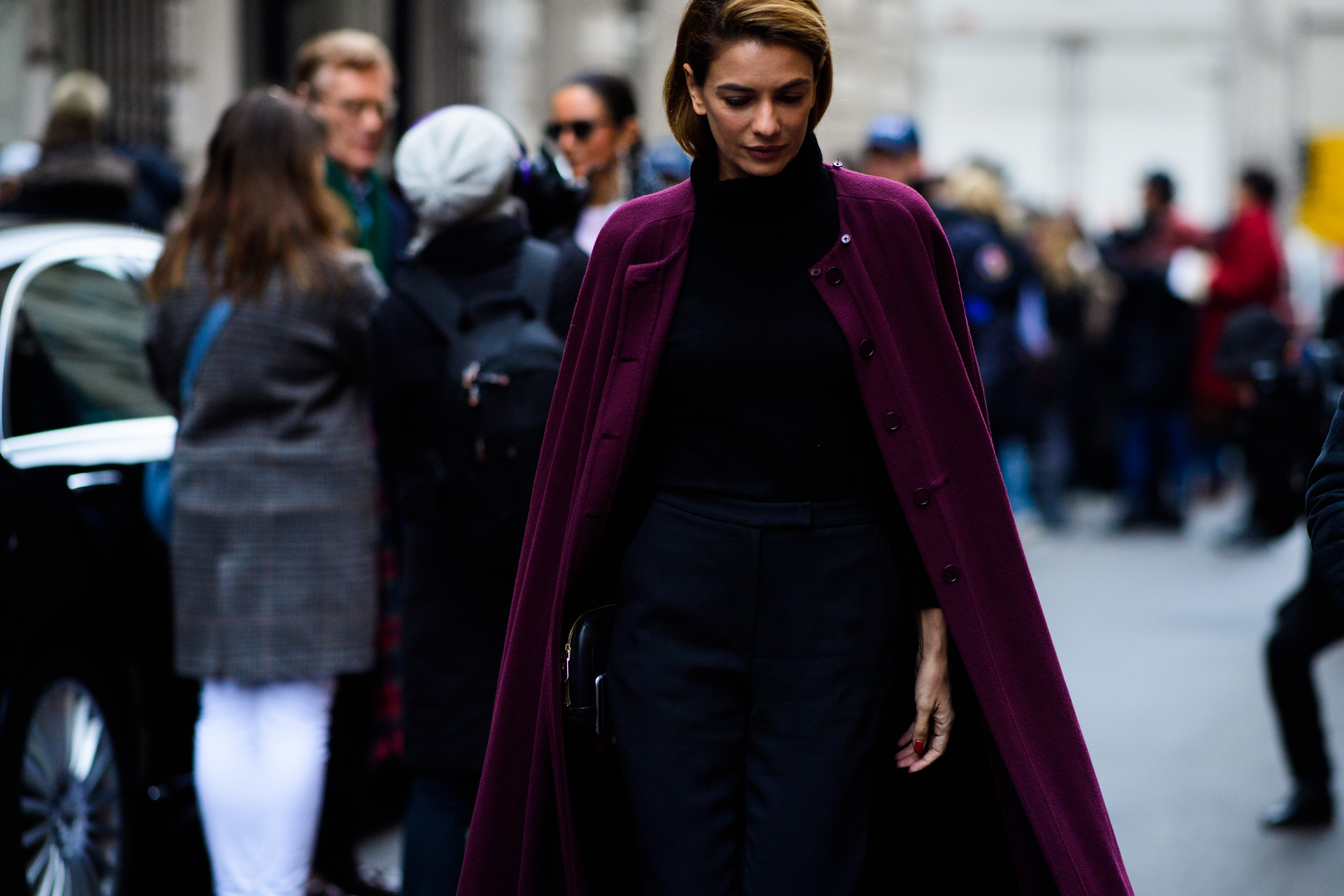 Woman wearing long coat