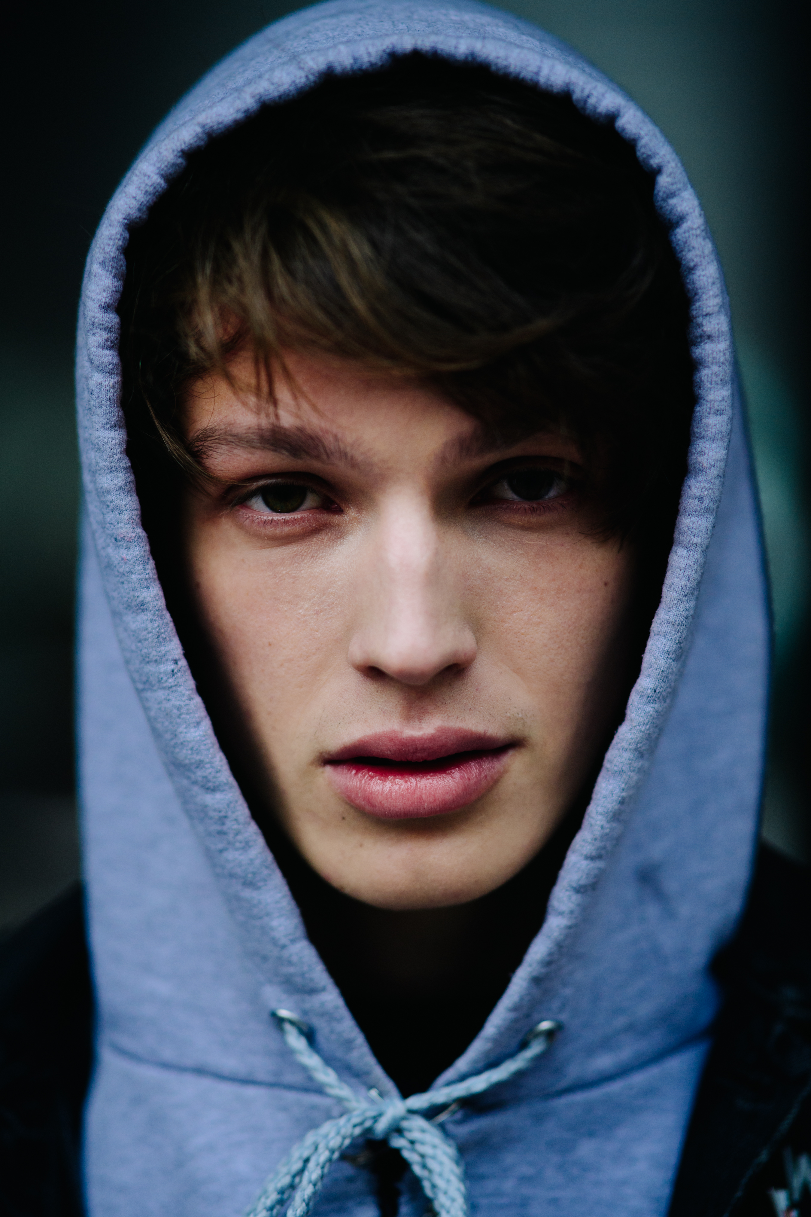 Model wearing hood