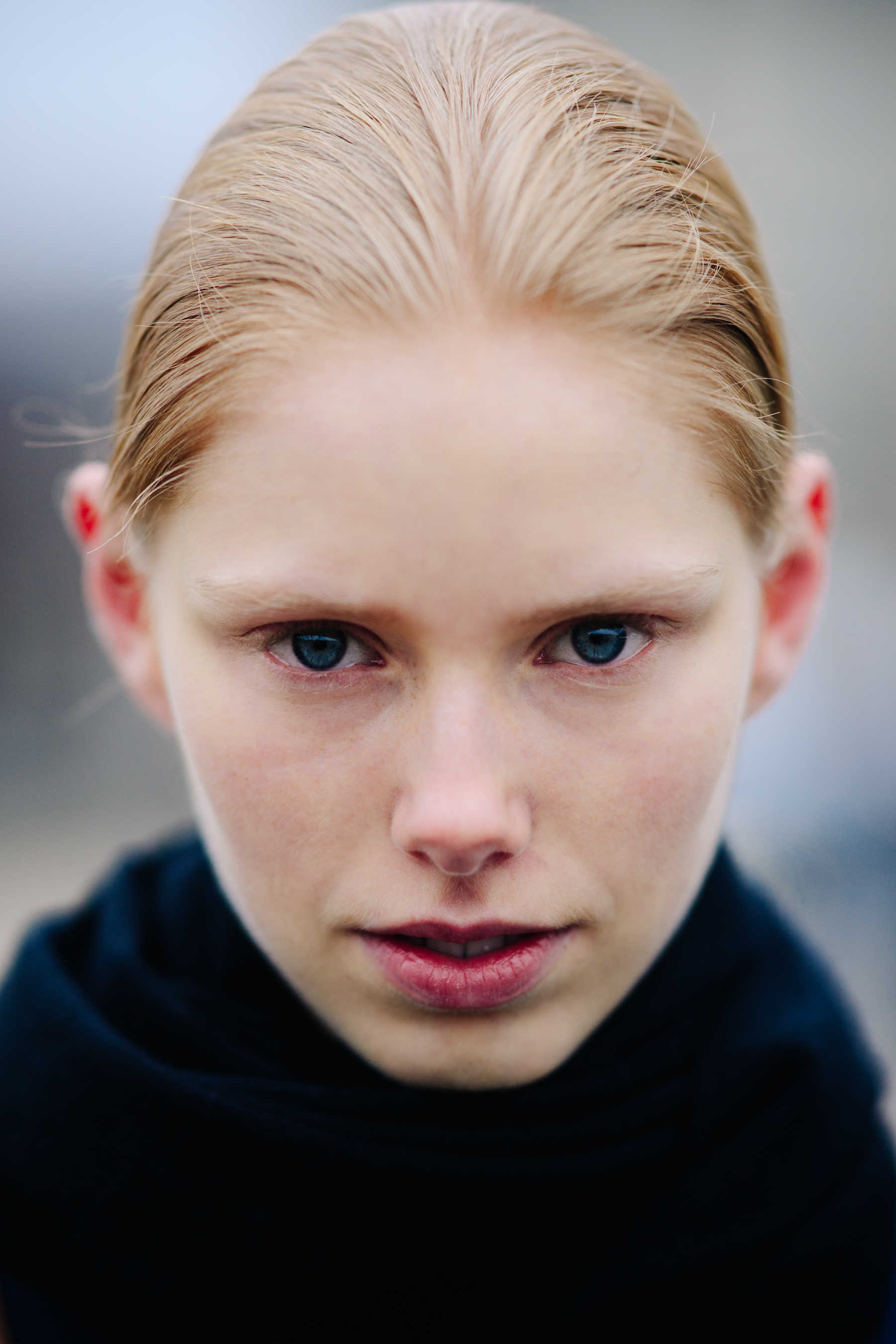 Portrait of model with blue eyes