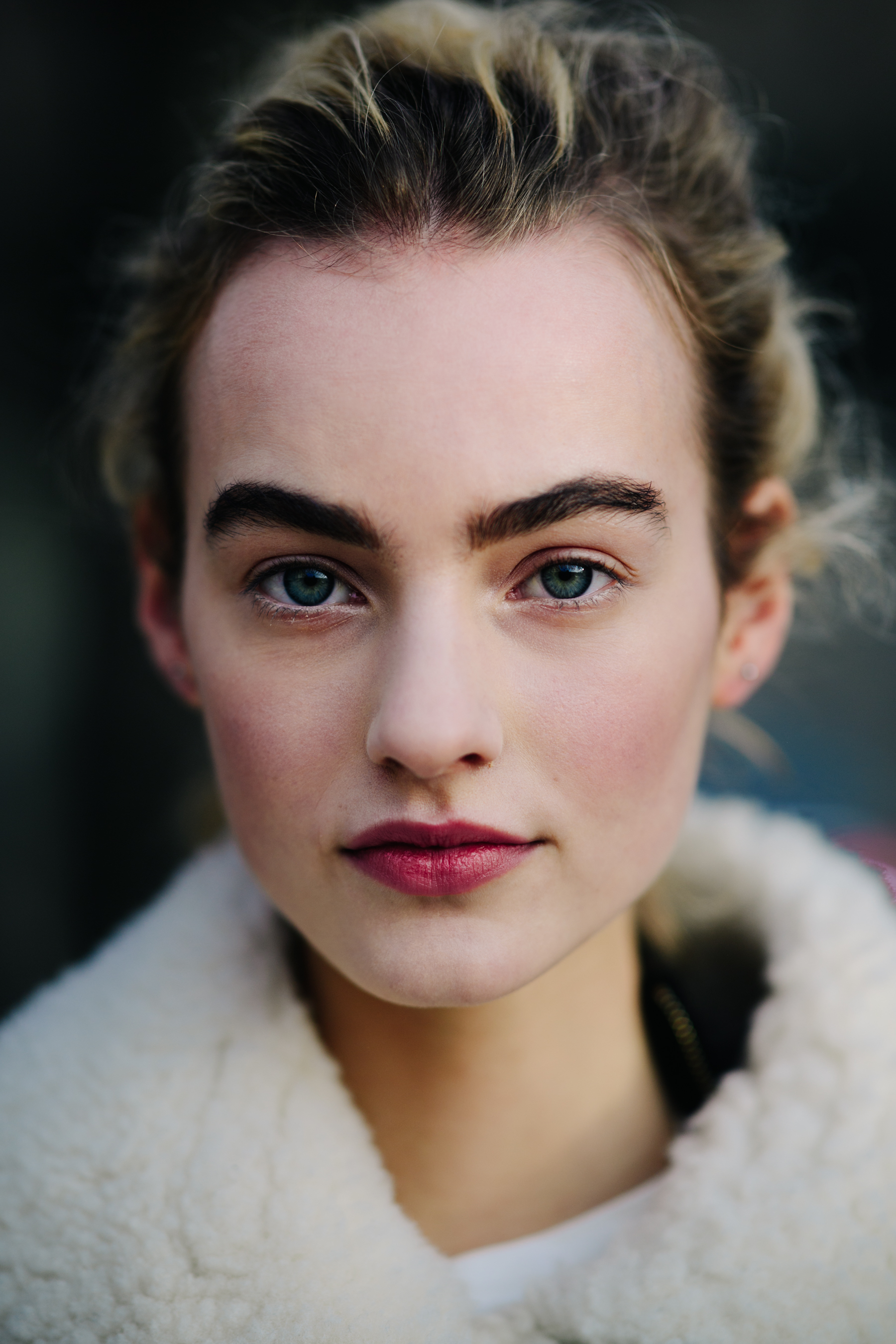 Portrait of woman with blue eyes