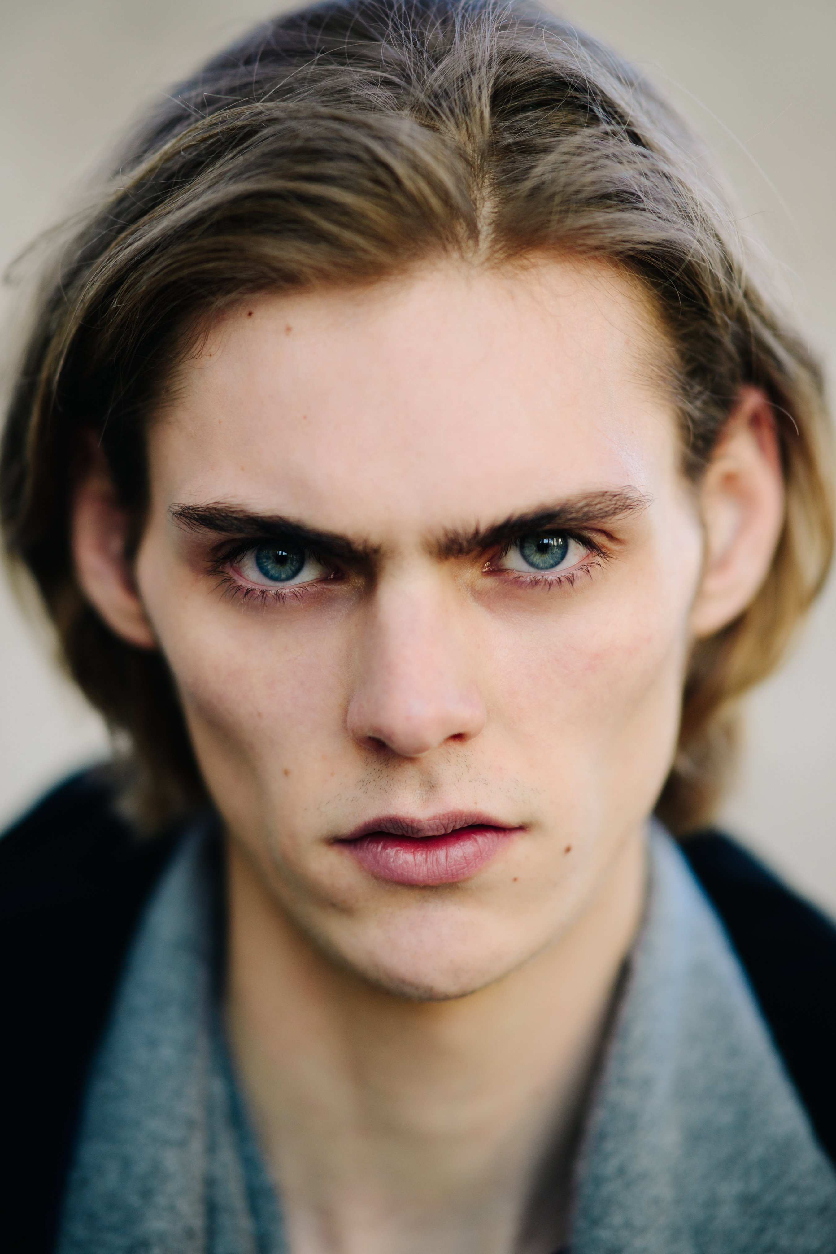 Portrait of model with blue eyes