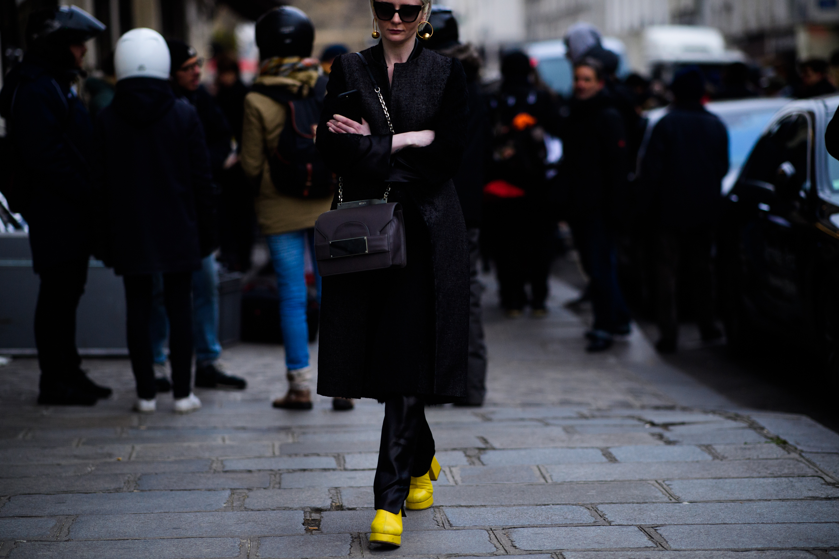 Woman wearing yellow shoes