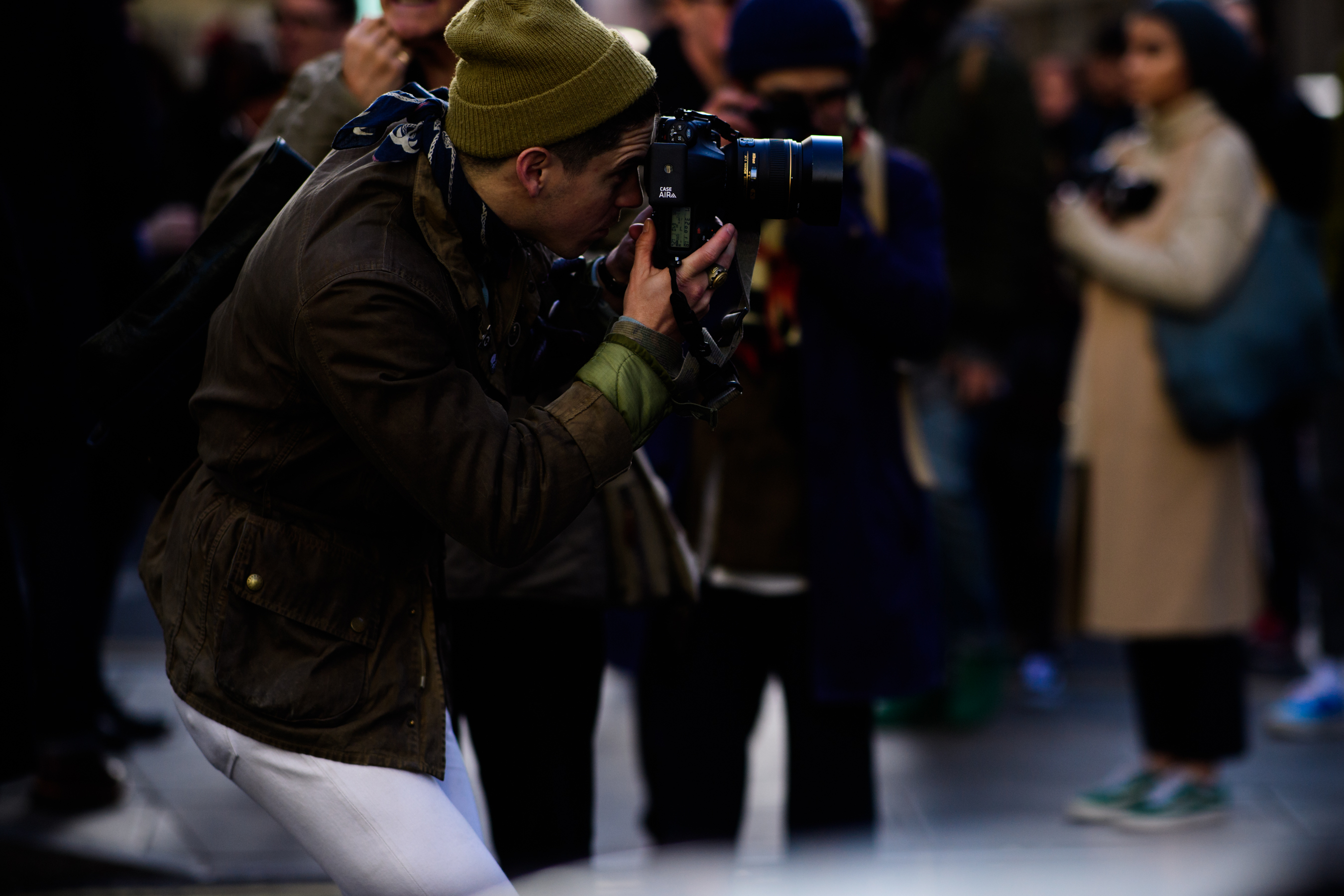 Photographer wearing barbour jacket