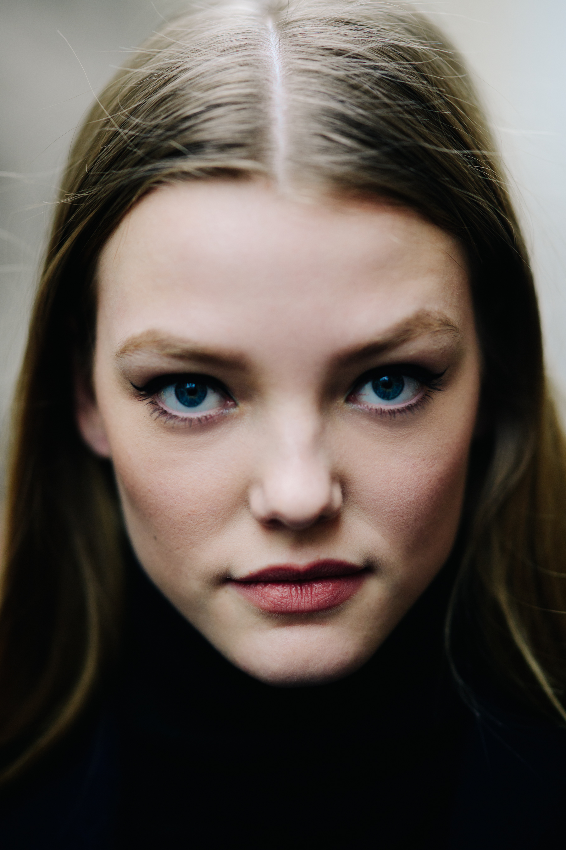 Portrait of woman with blue eyes