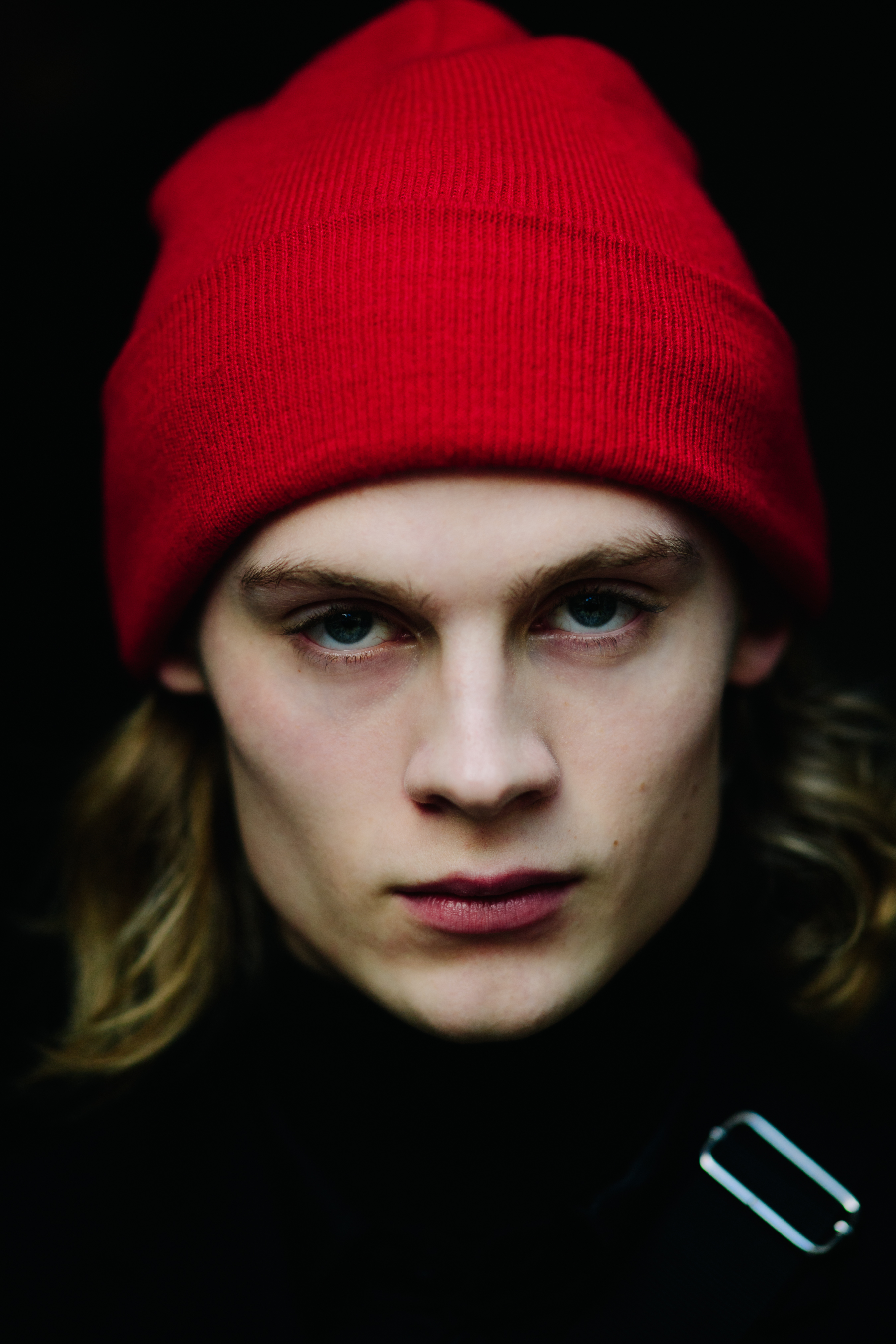 Portrait of male model with red hat