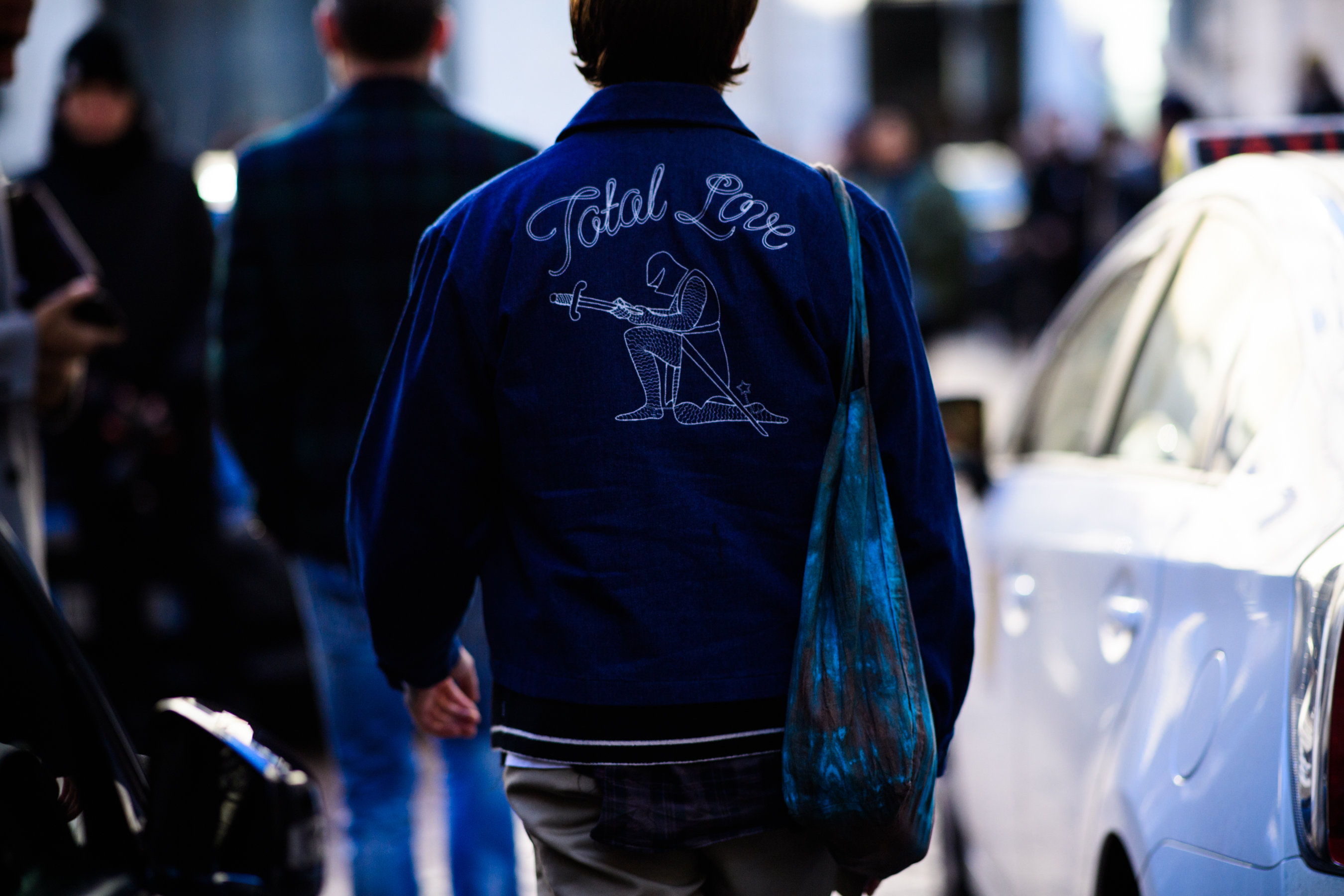 Man wearing blue jacket