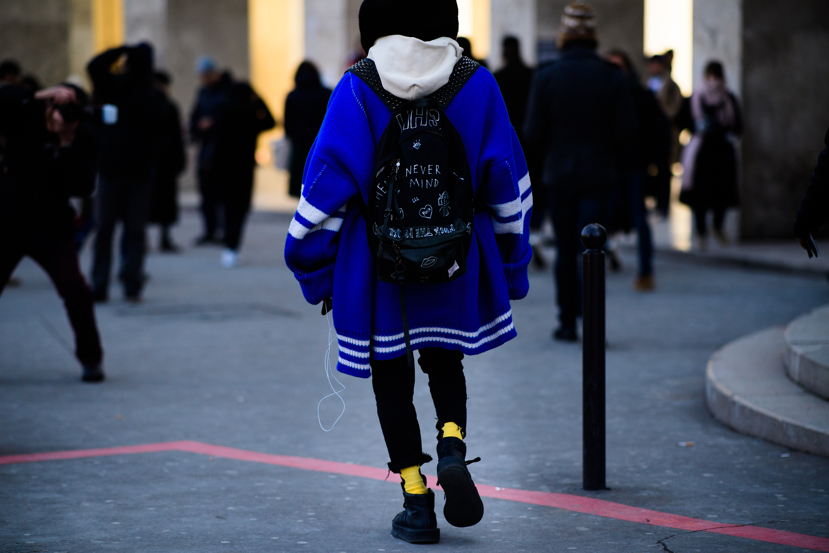 Woman wearing blue sweater
