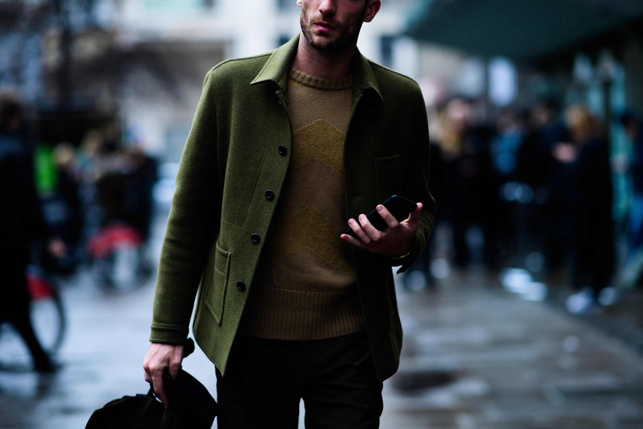 Man wearing green jacket