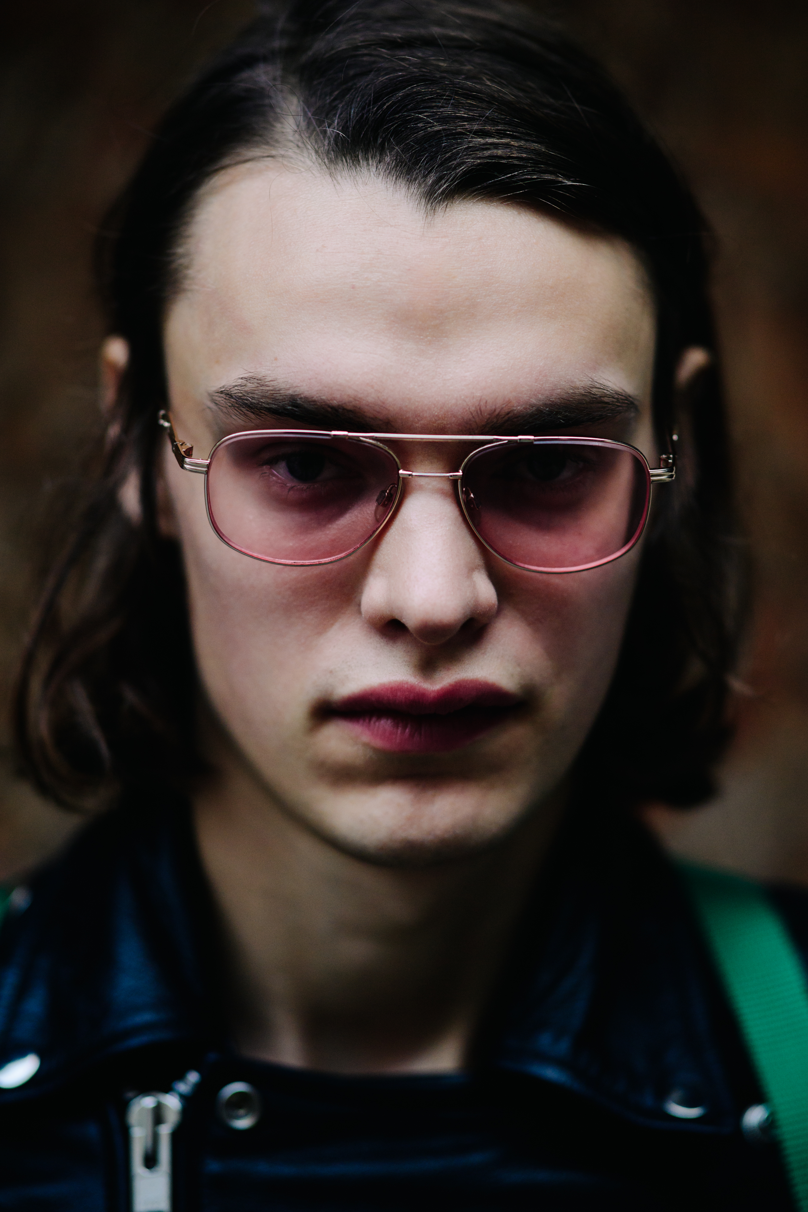 Portrait of model with pink glasses