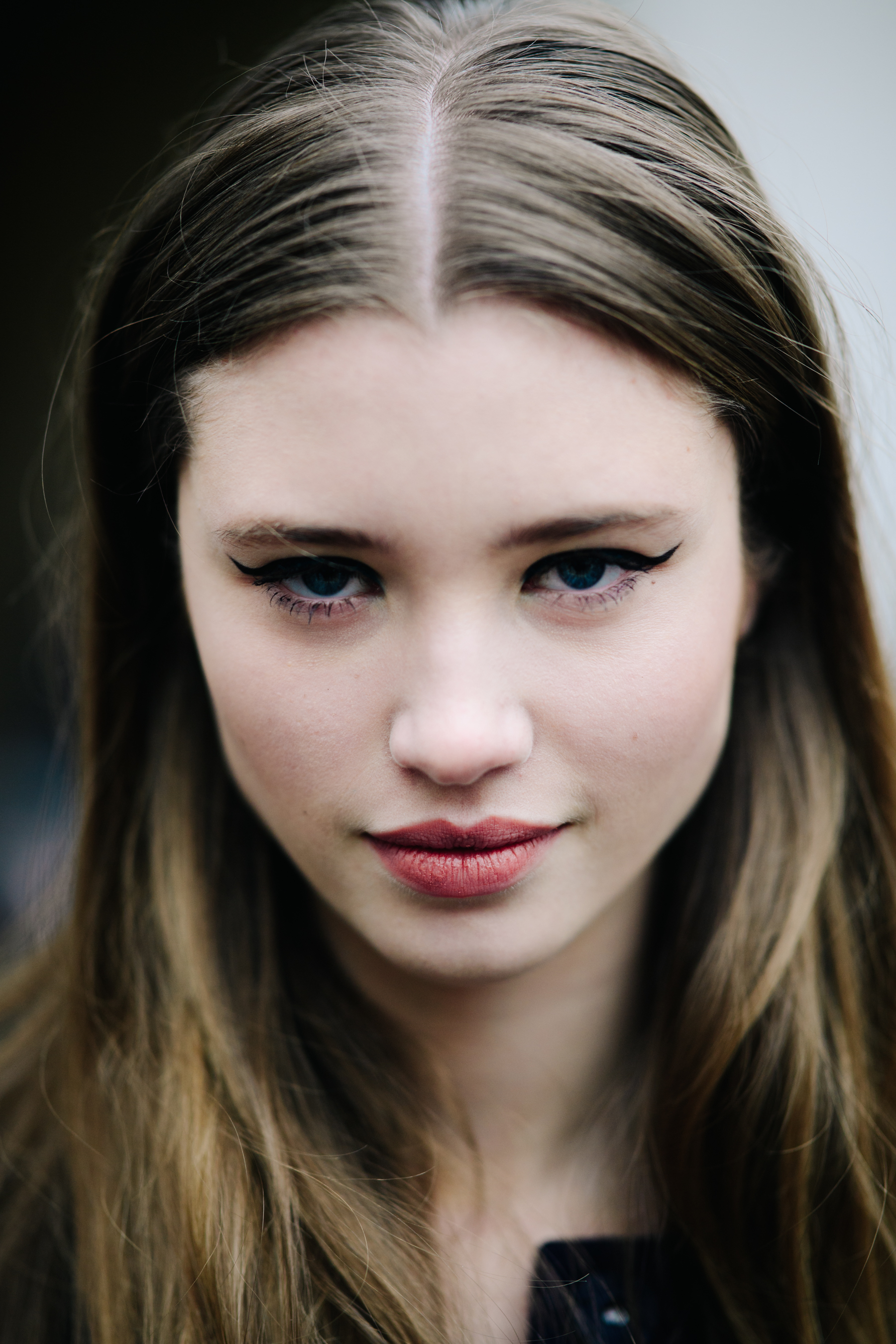 Portrait of woman with blue eyes