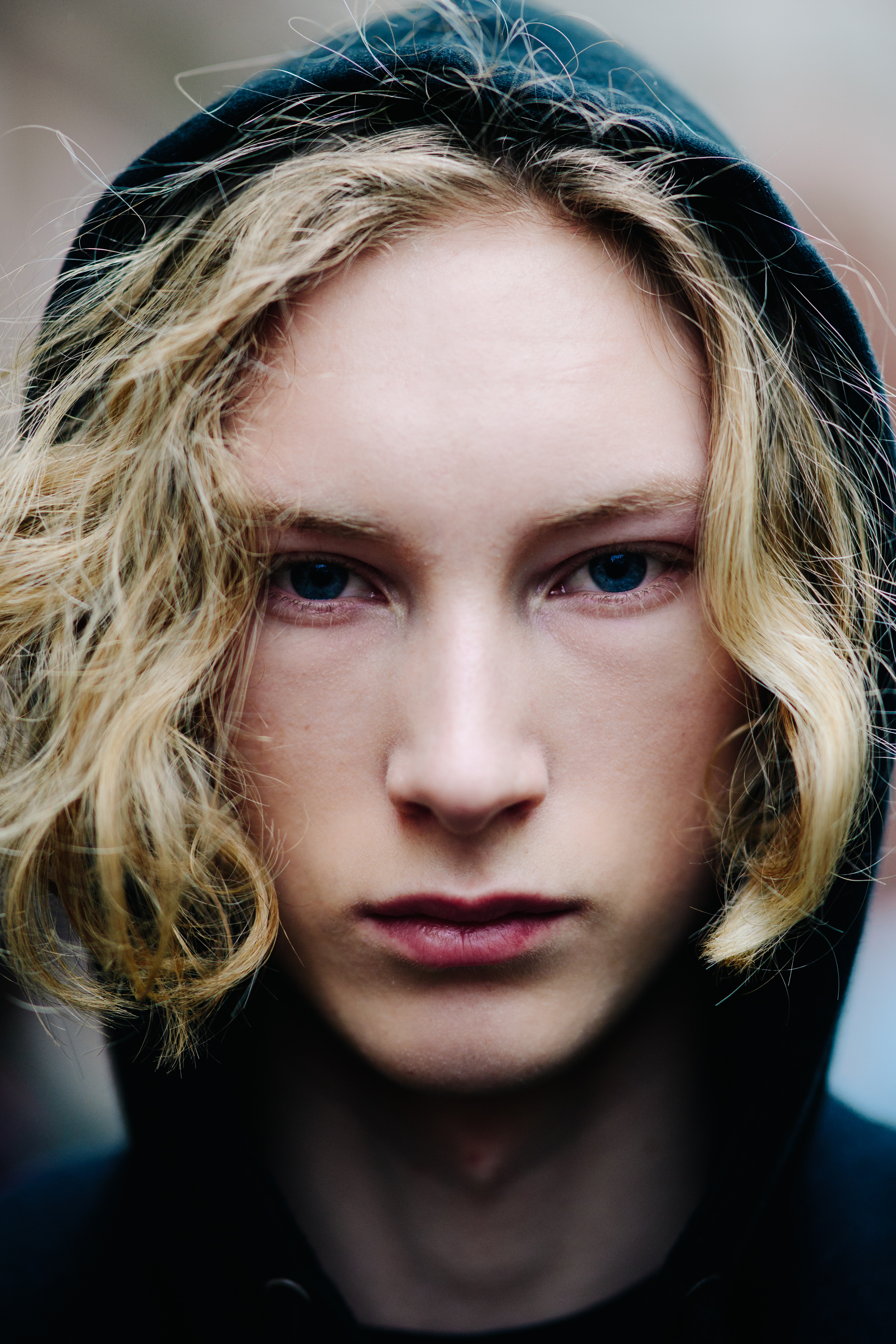 Portrait of model with blond hair