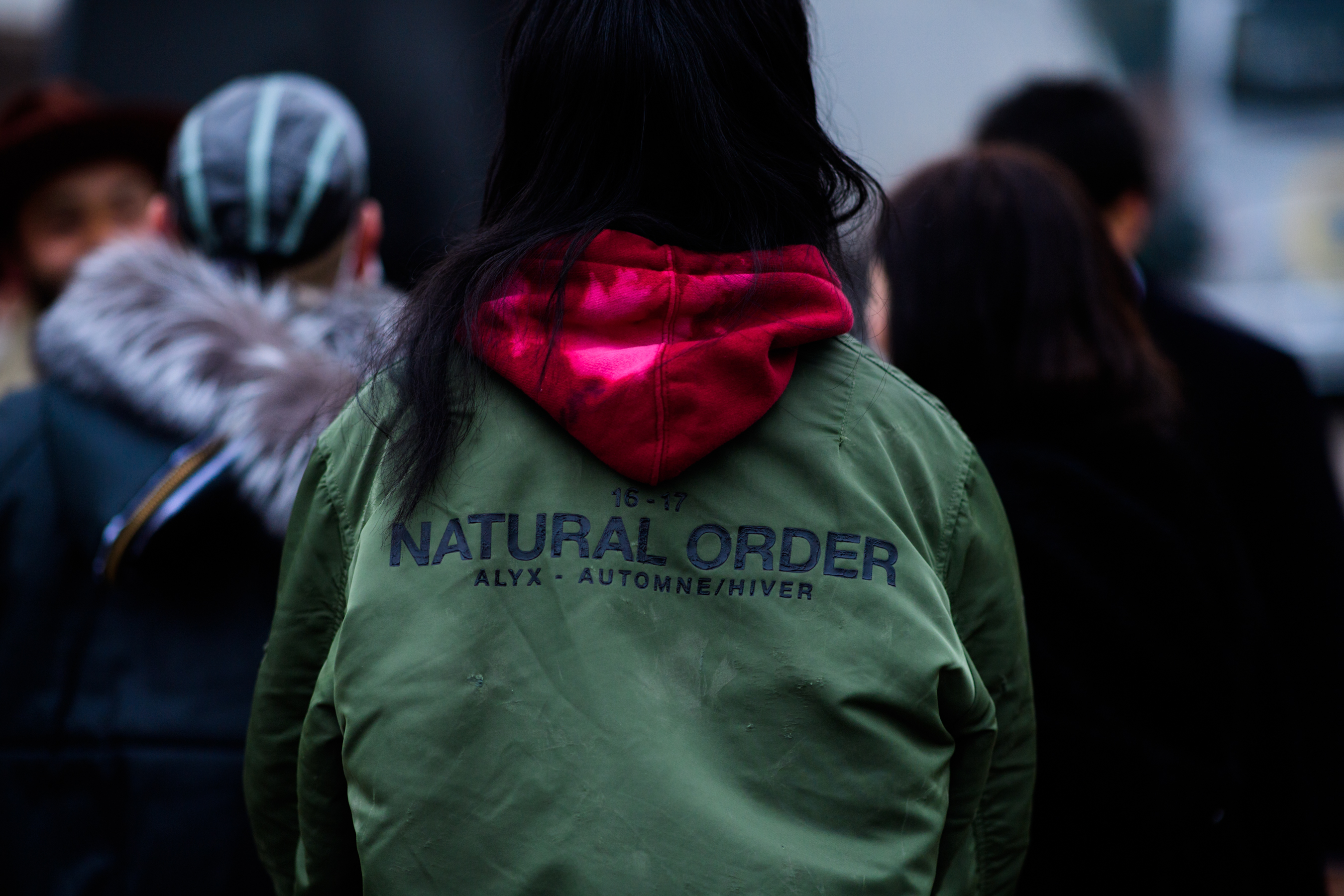 Asian buyer wearing Alpha Industries