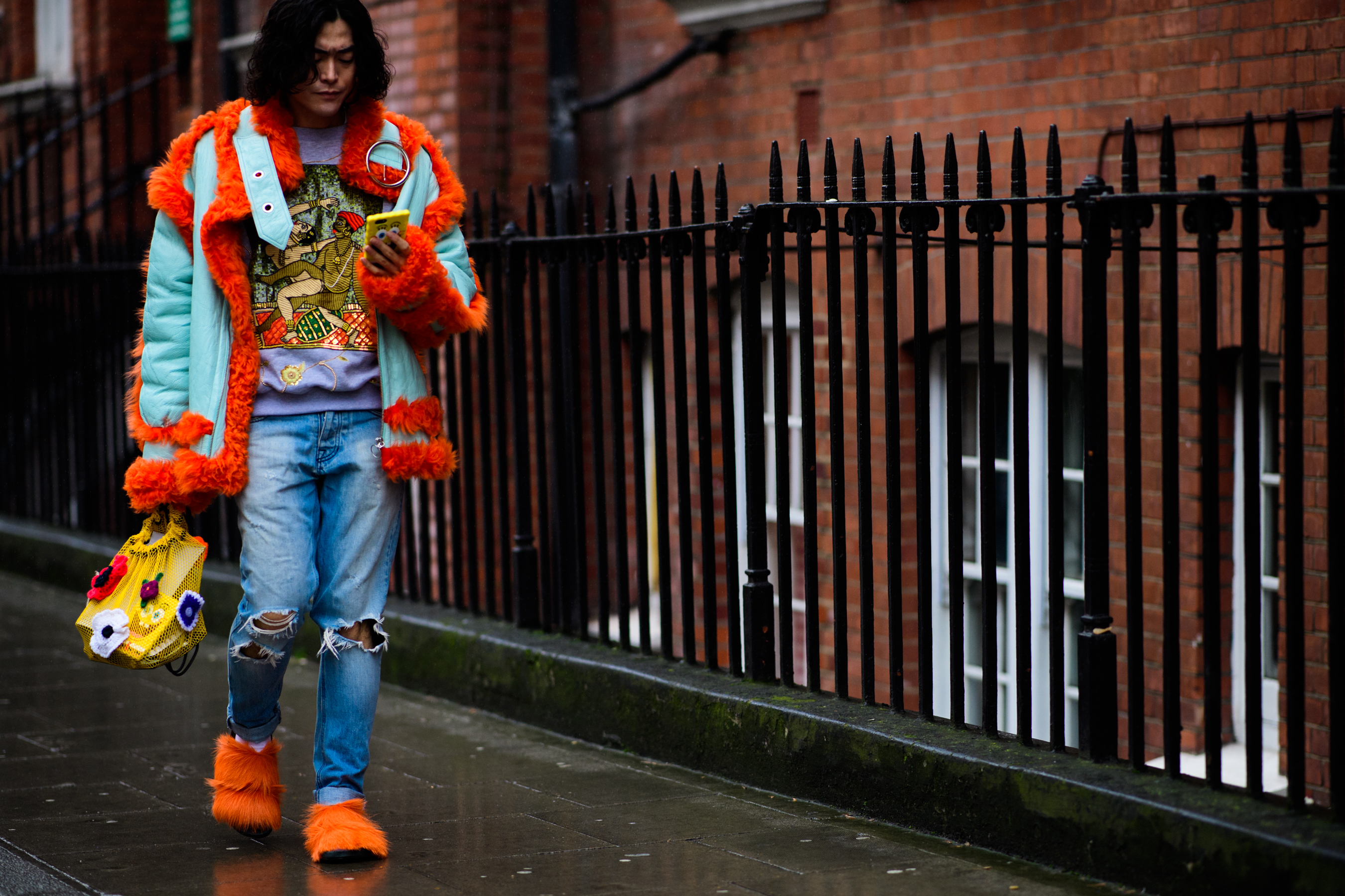 Man wearing colorful clothes