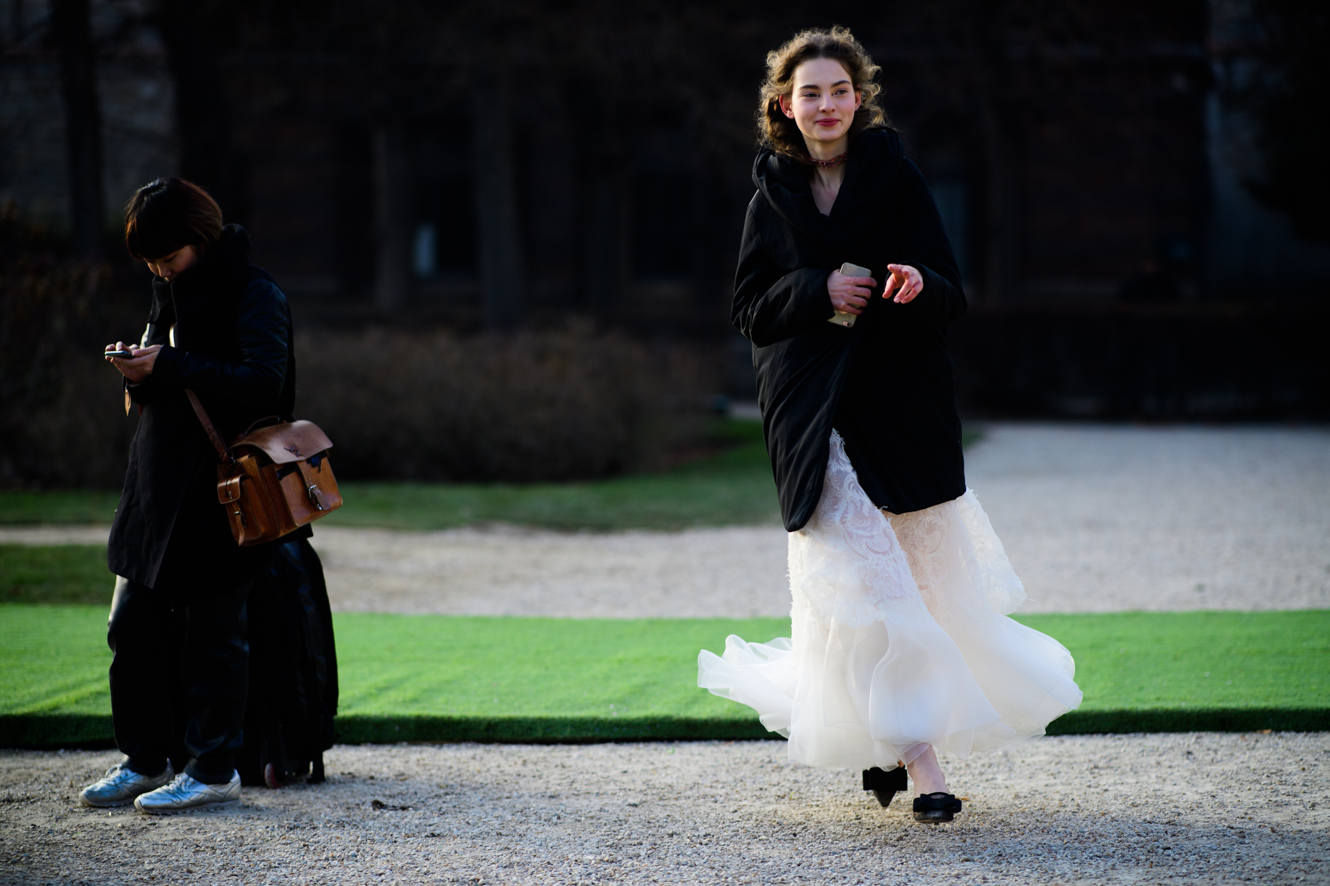 Woman wearing white dress