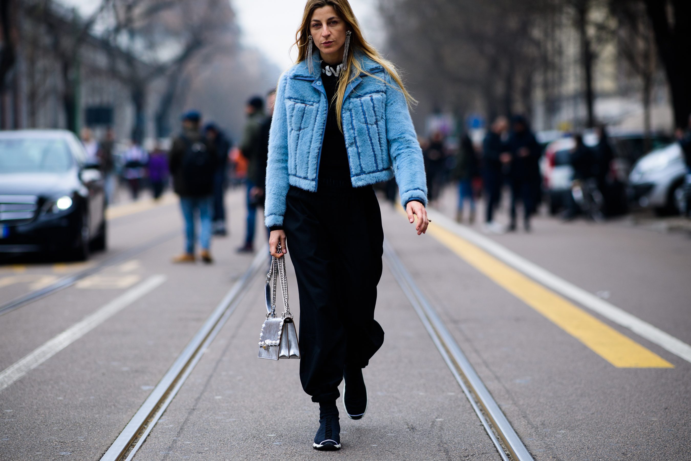 Stylist wearing Fendi jacket
