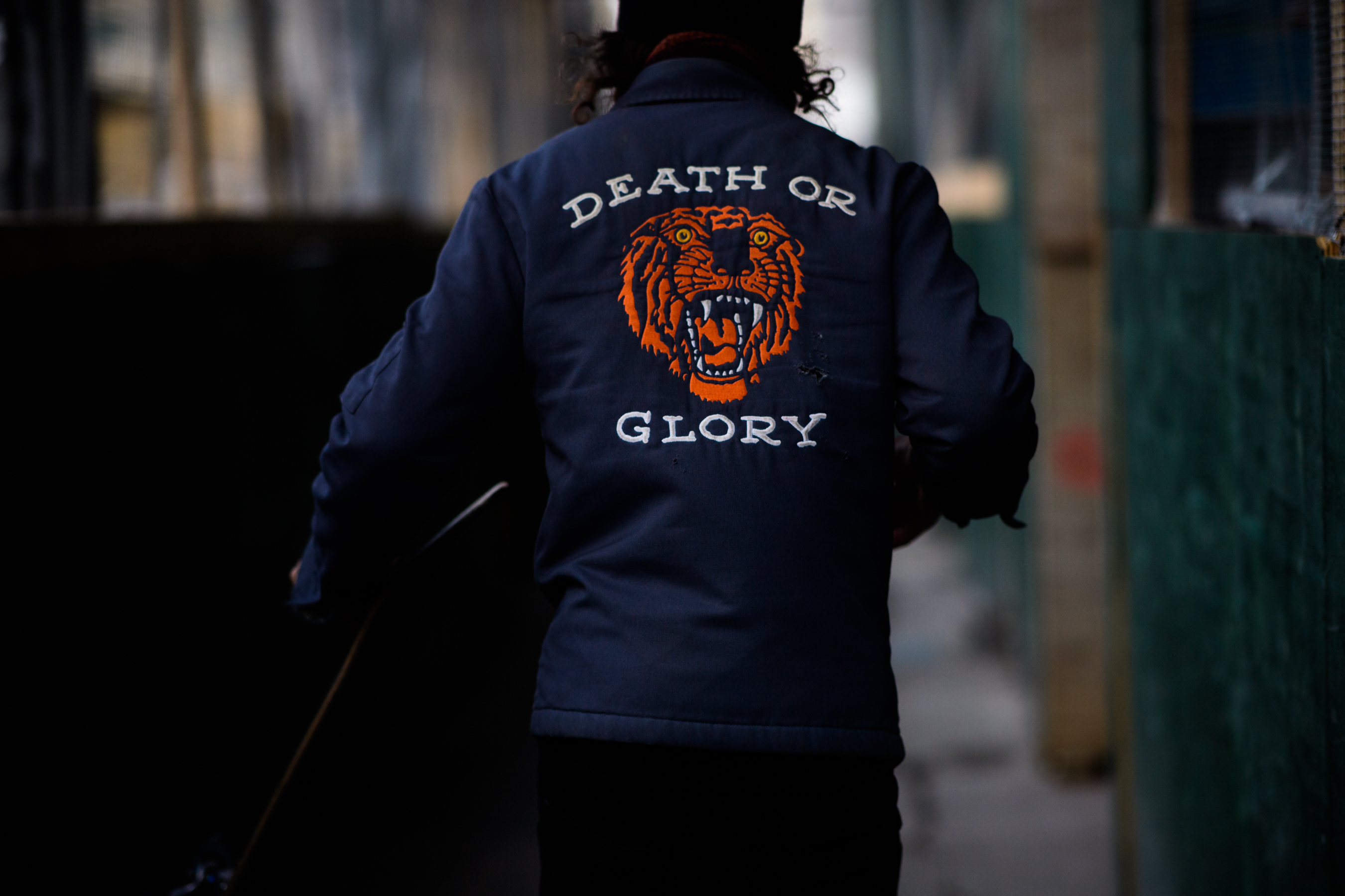 Man wearing Death Or Glory jacket