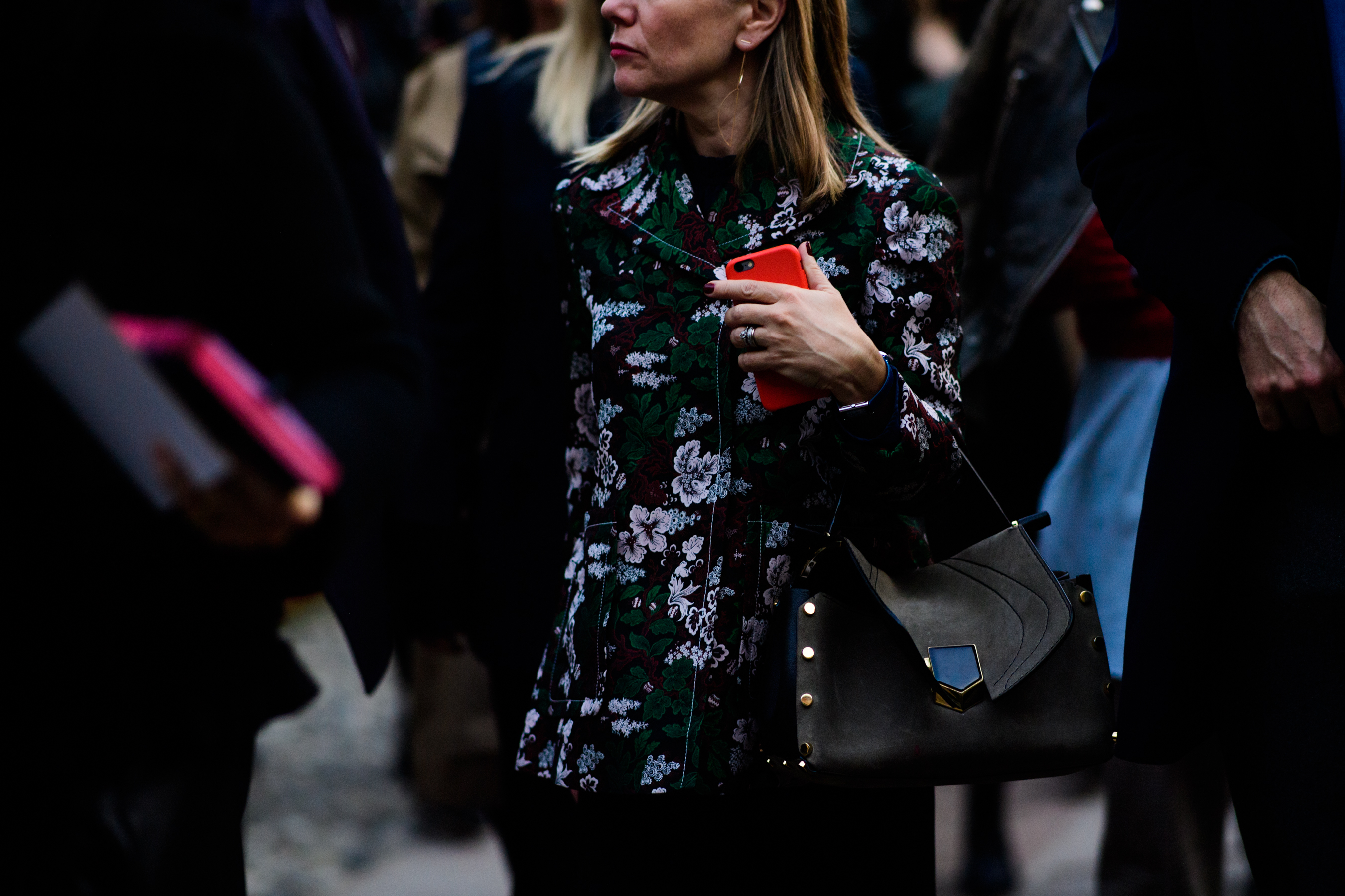 Woman wearing green jacket