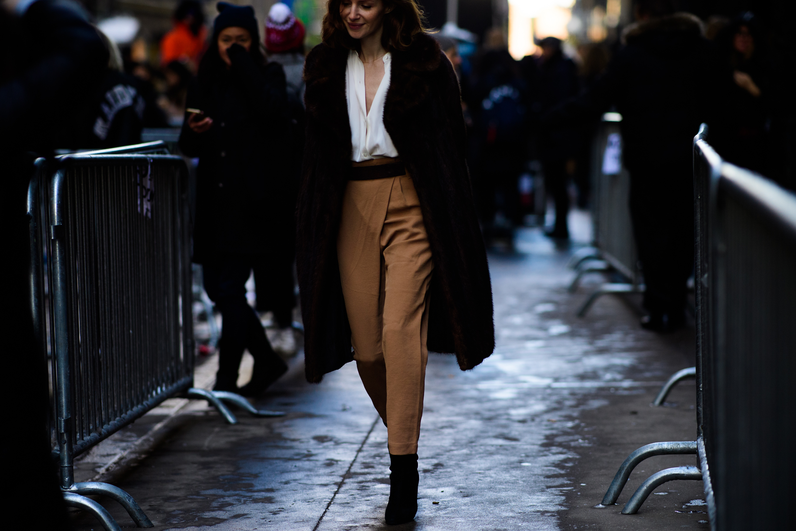 Woman wearing brown pants