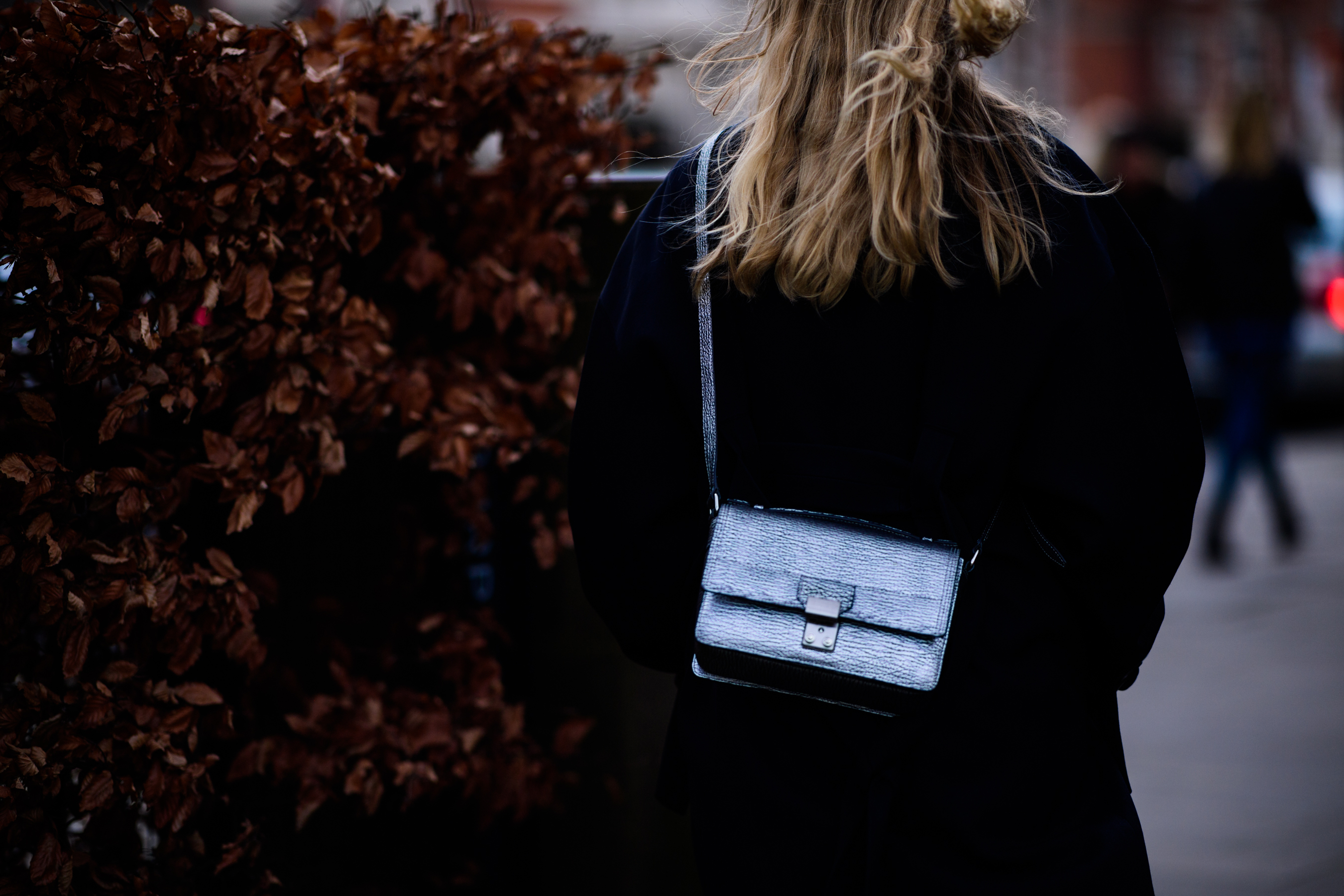 Woman with small silver bag