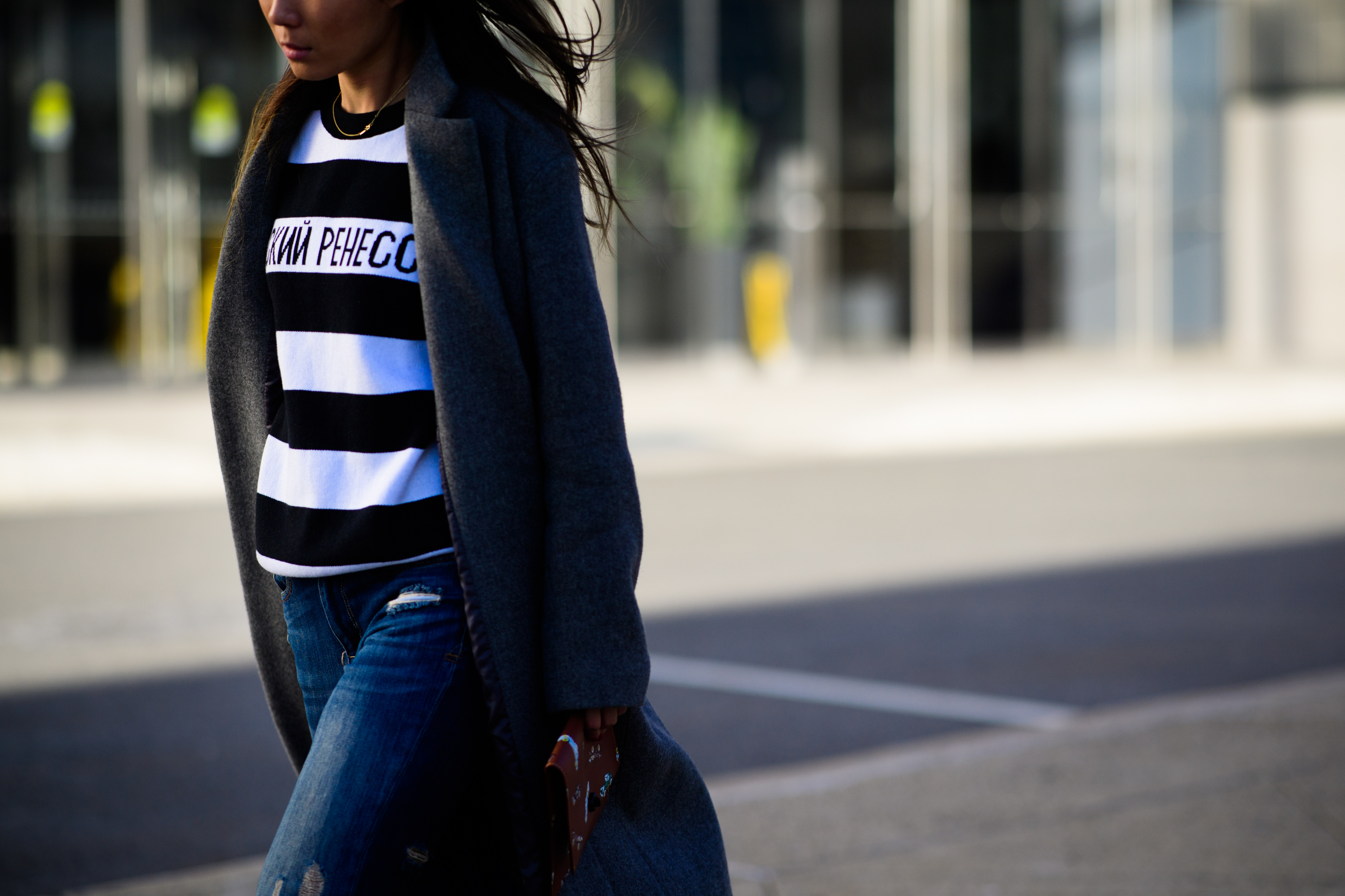 Woman wearing Gosha Rubchinskiy sweater