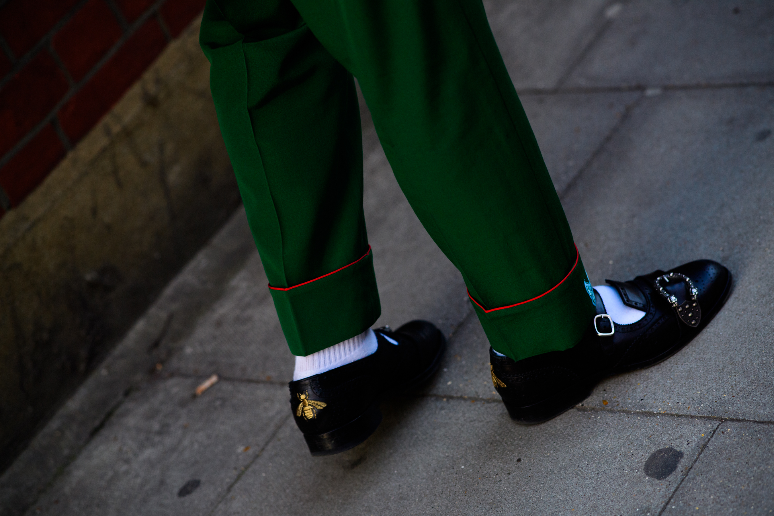Woman wearing green pants