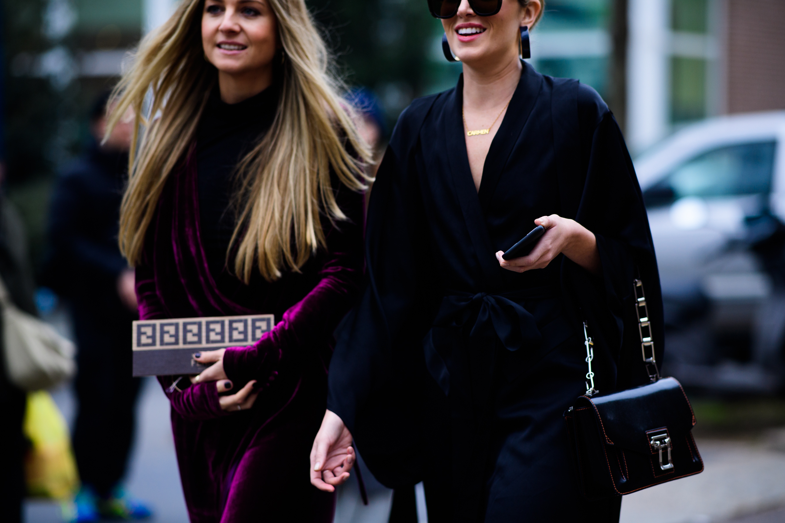 Woman wearing Fendi bag