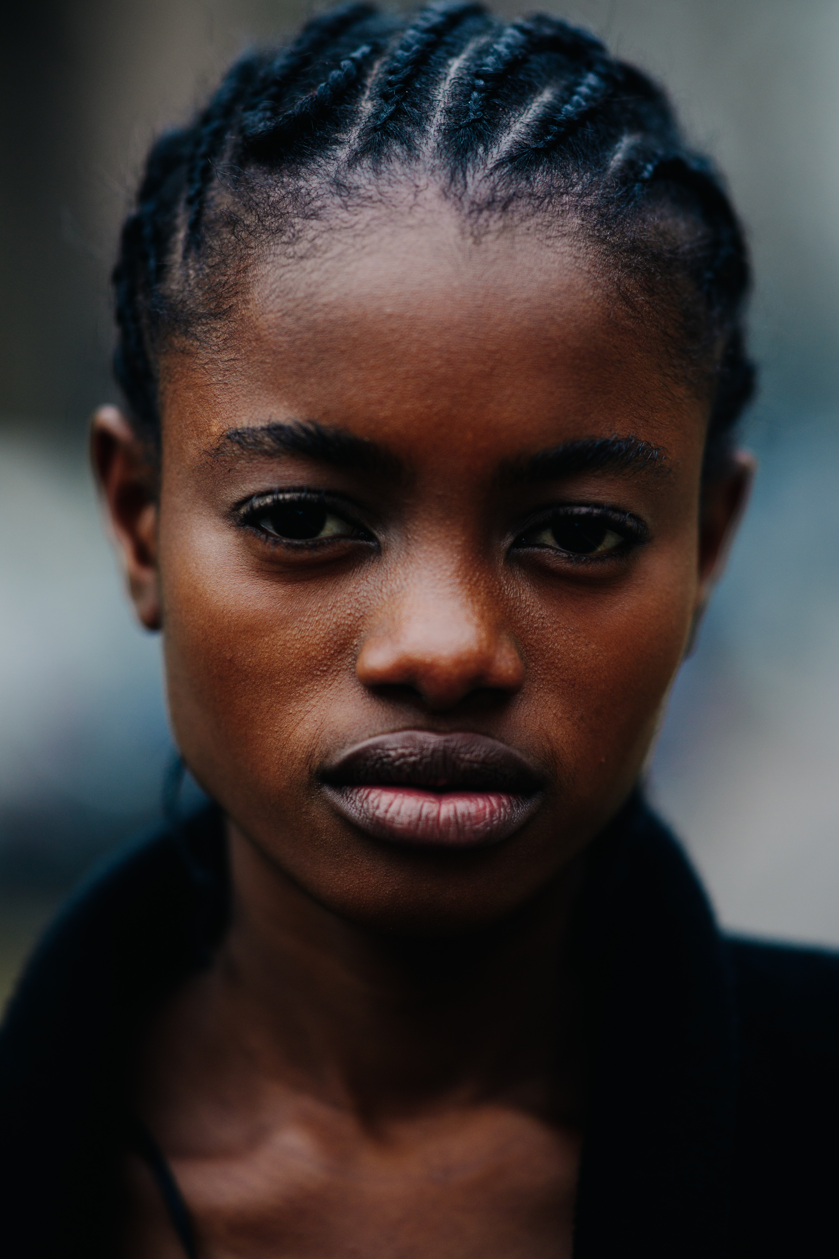 Portrait of model with big lips