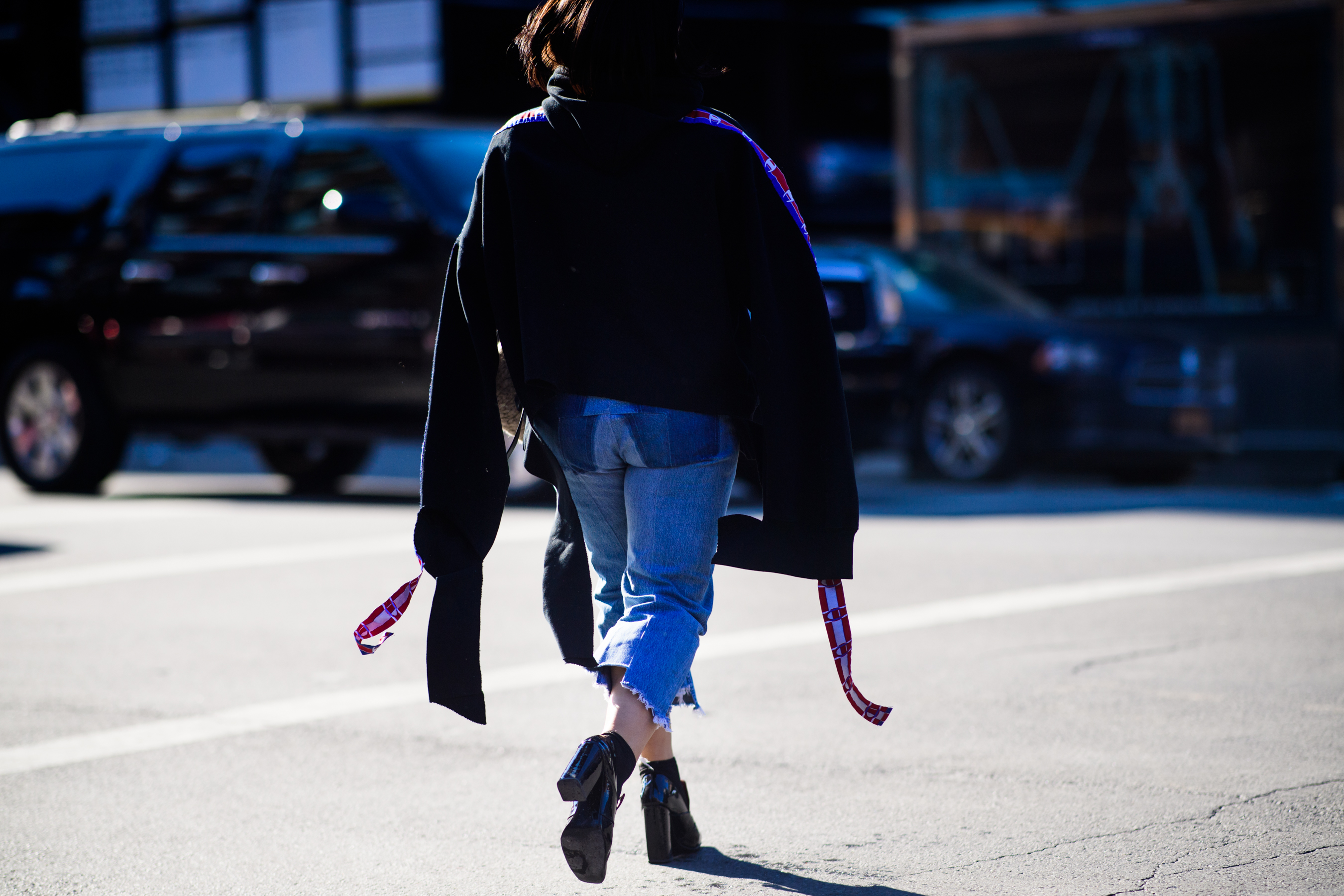 Woman wearing vetements jacket