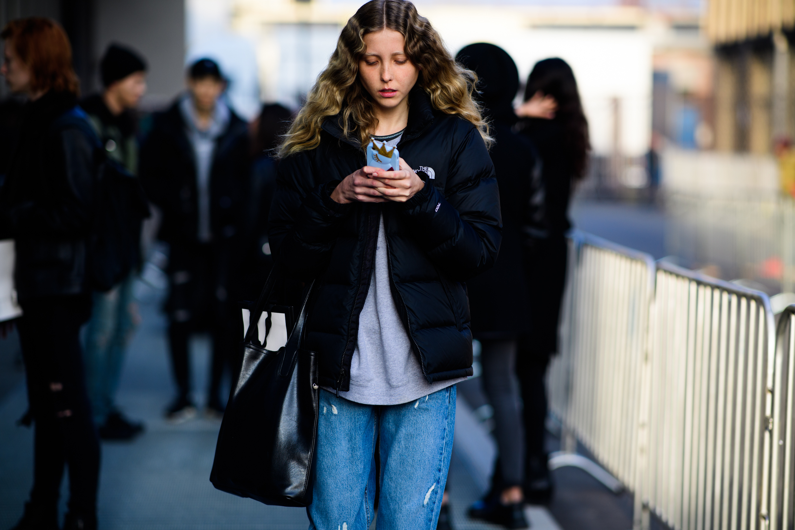 Model with curls hair after the show