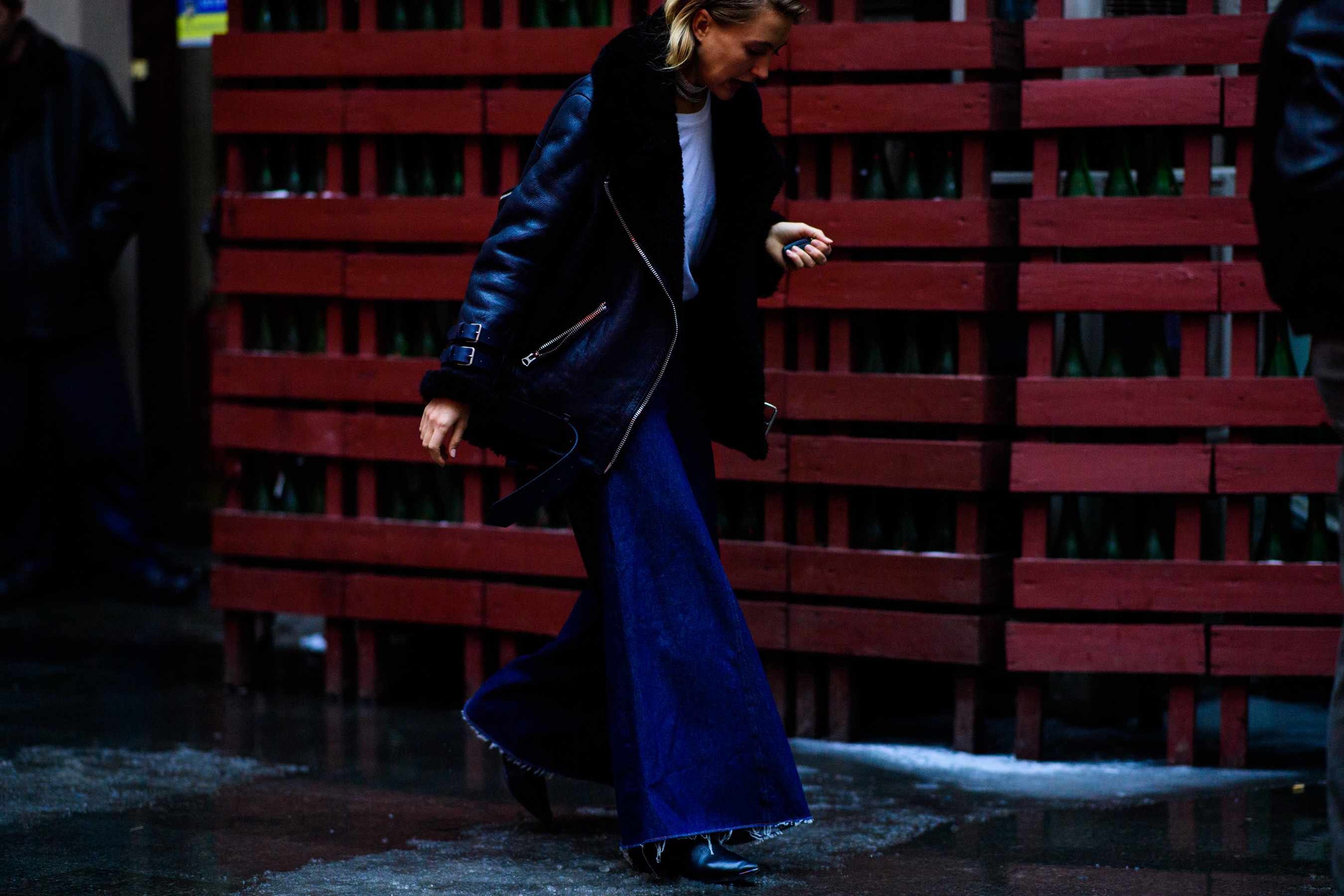 Woman wearing black jacket