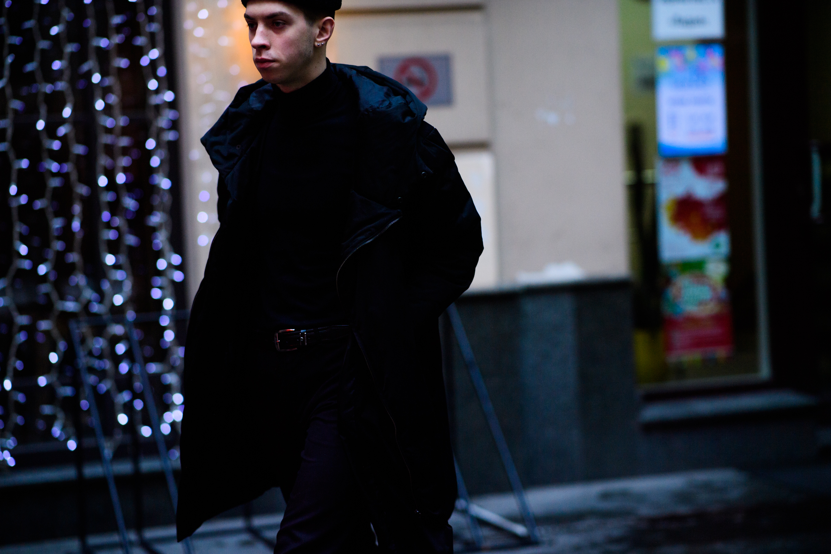 Man wearing dark clothes