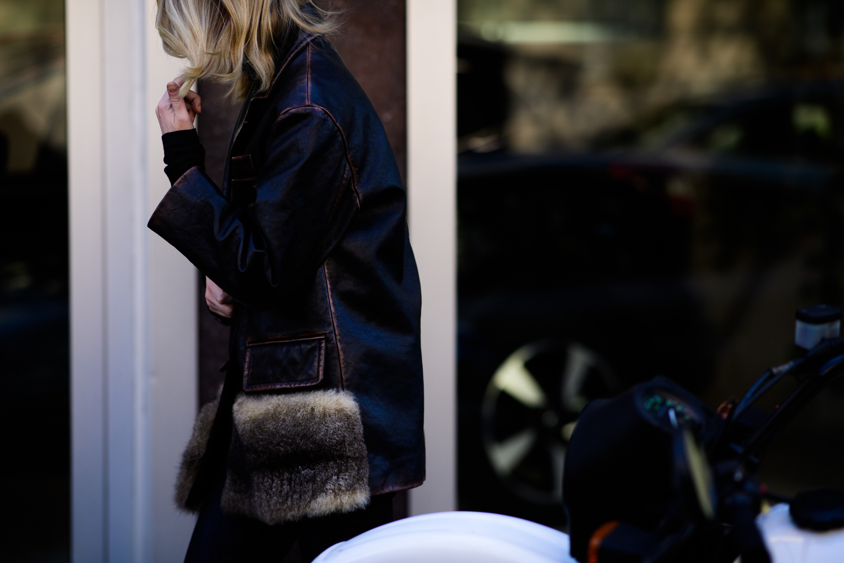 Woman wearing black jacket