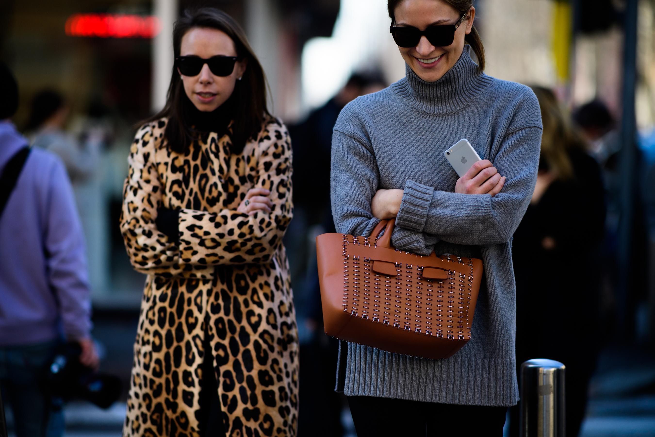 Woman wearing panther coat