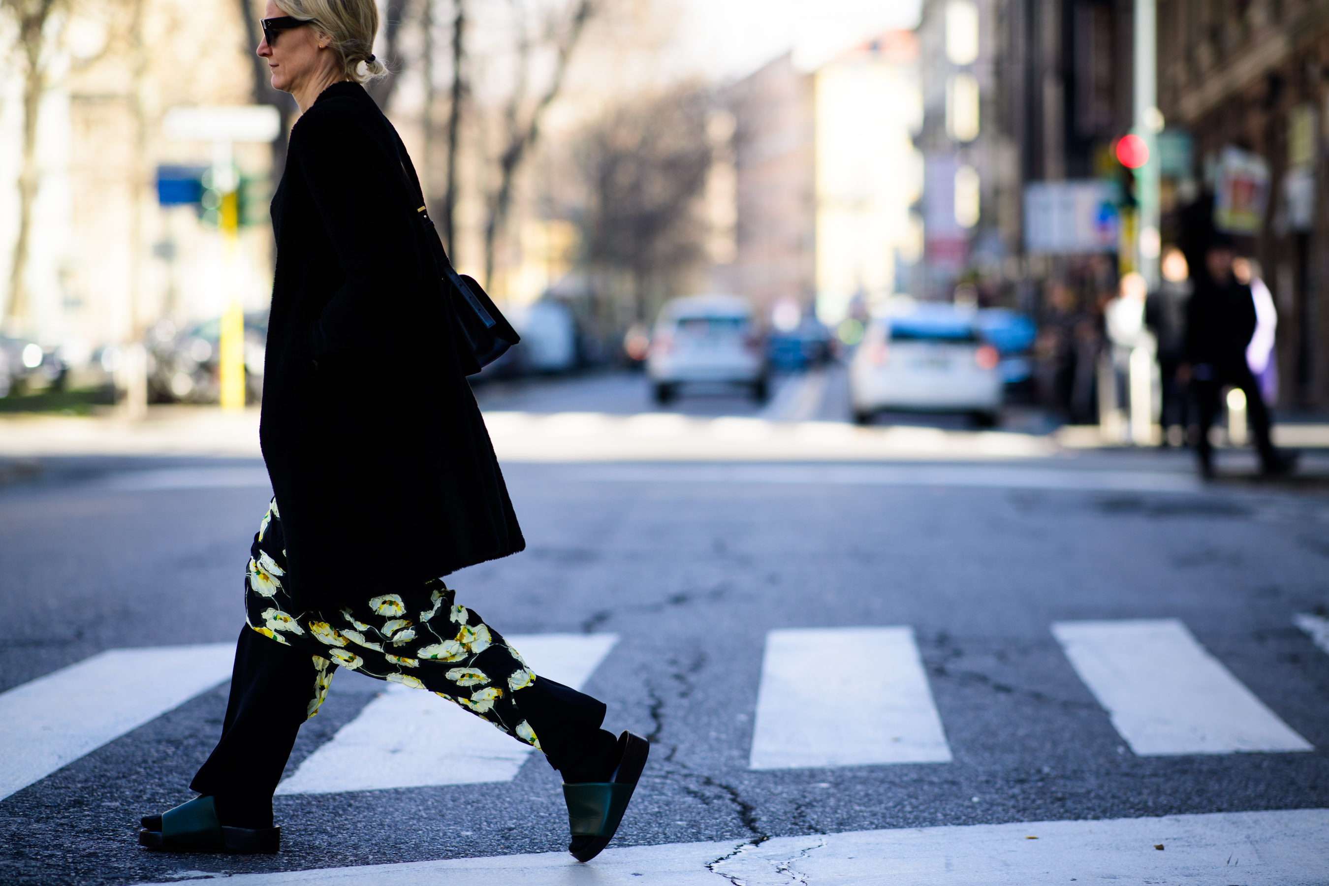 Woman wearing black coat