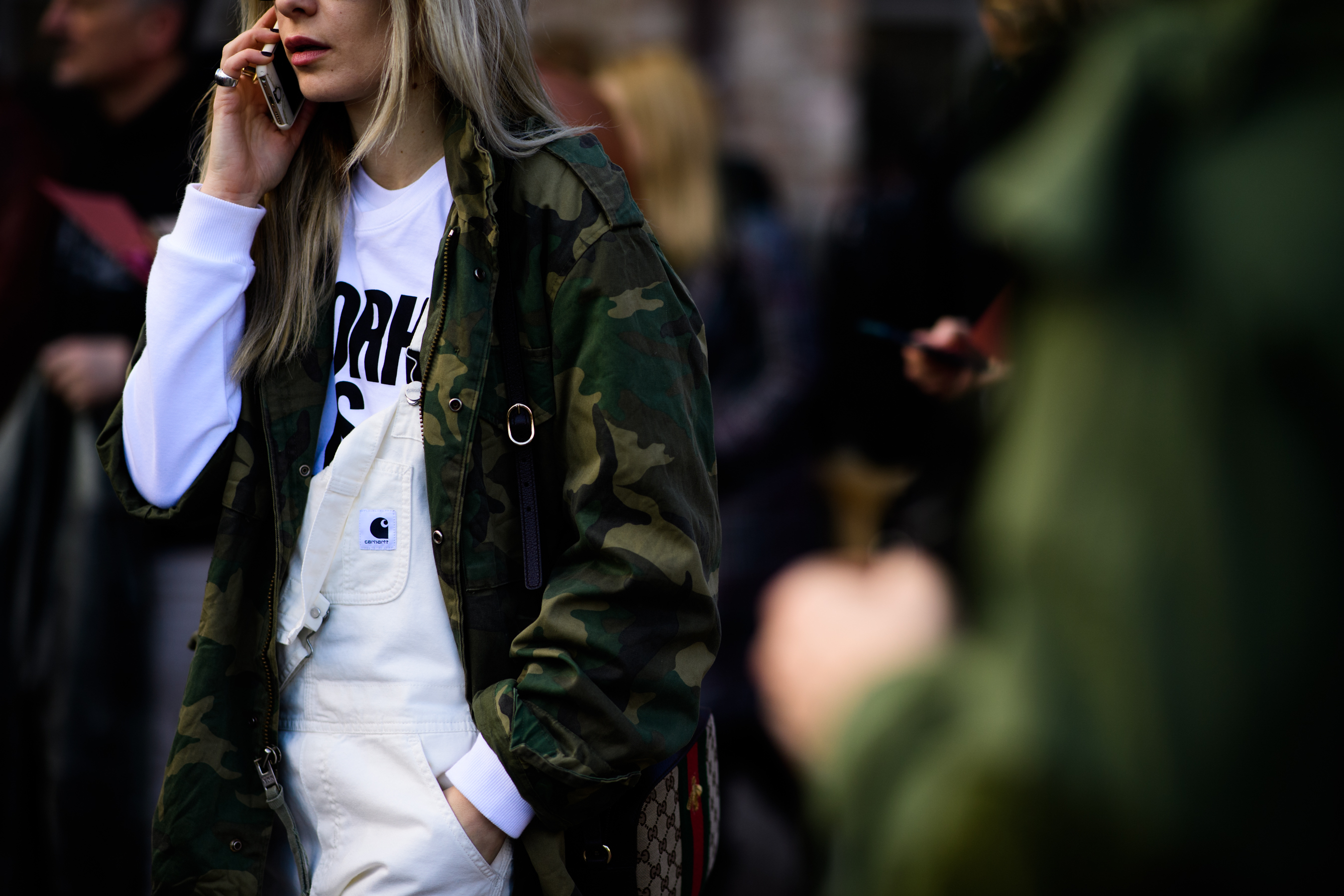 Woman wearing Carhartt