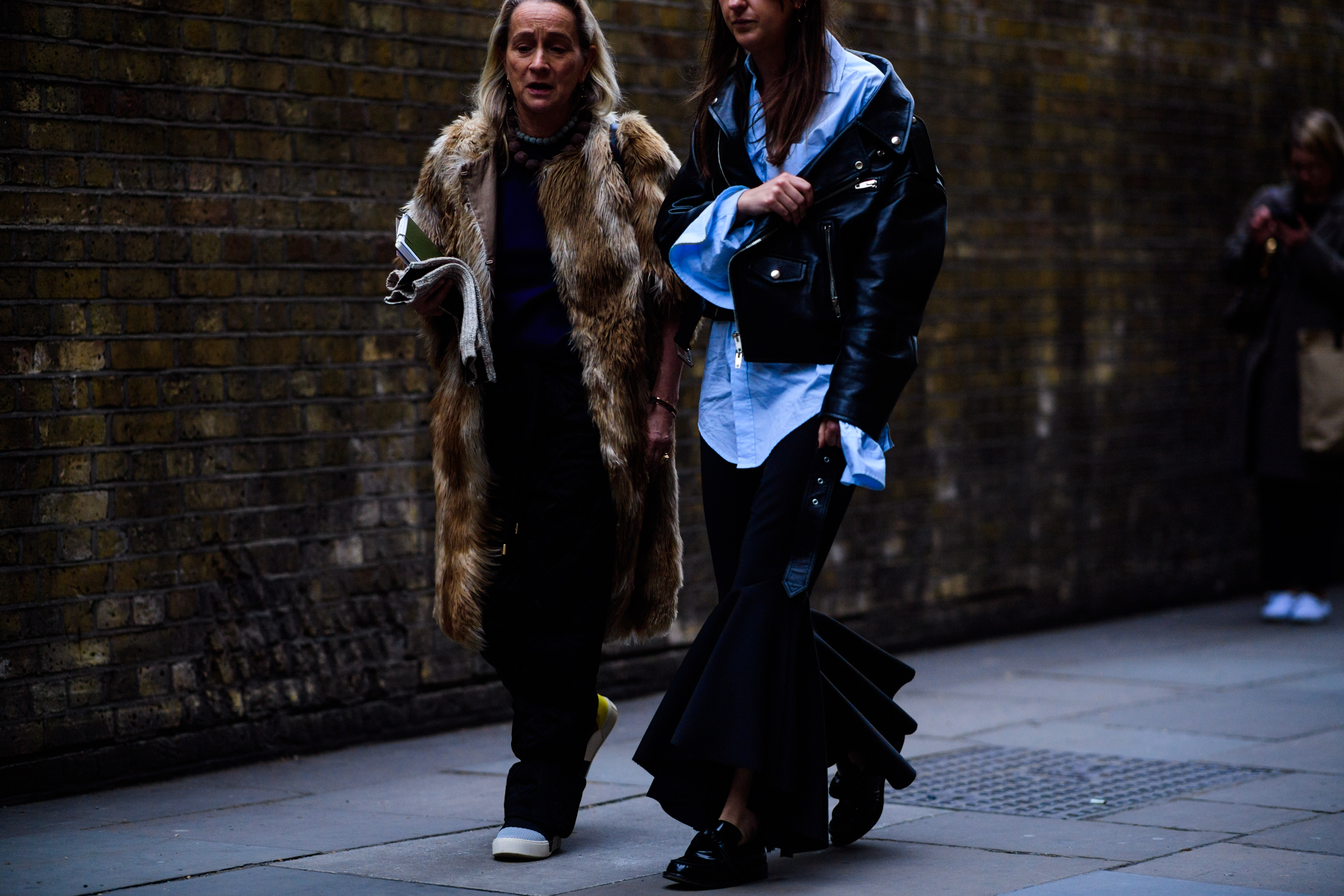 Woman wearing fur coat