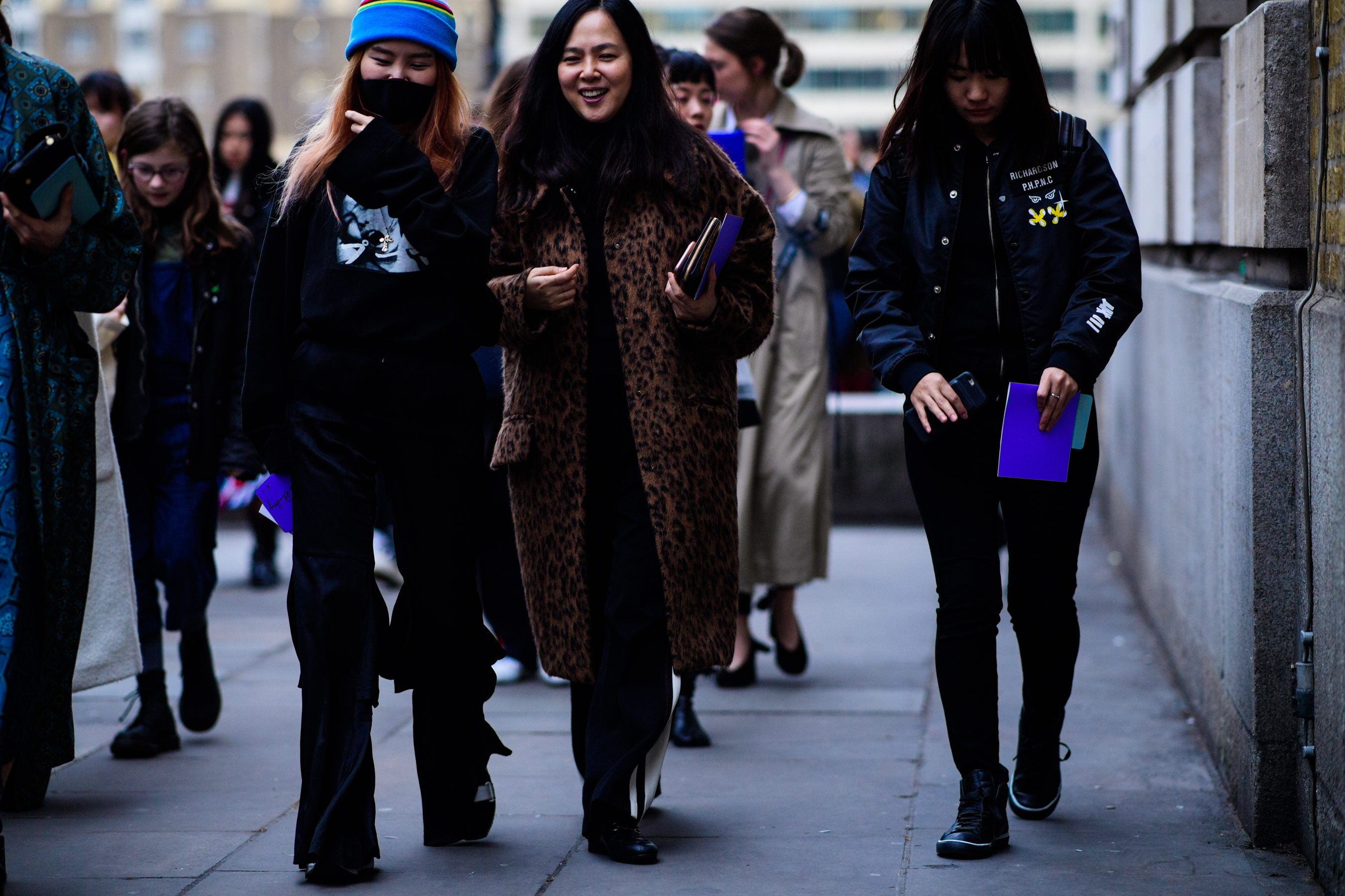 Woman wearing panther coat