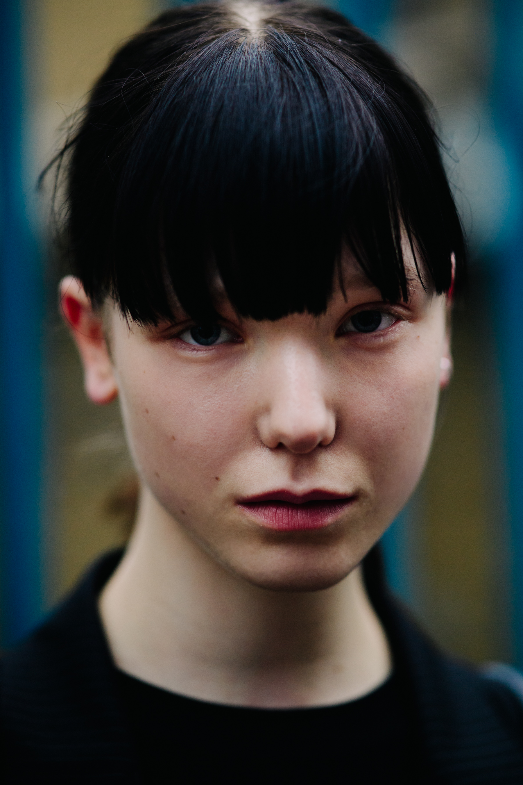 Portrait of model with short hair