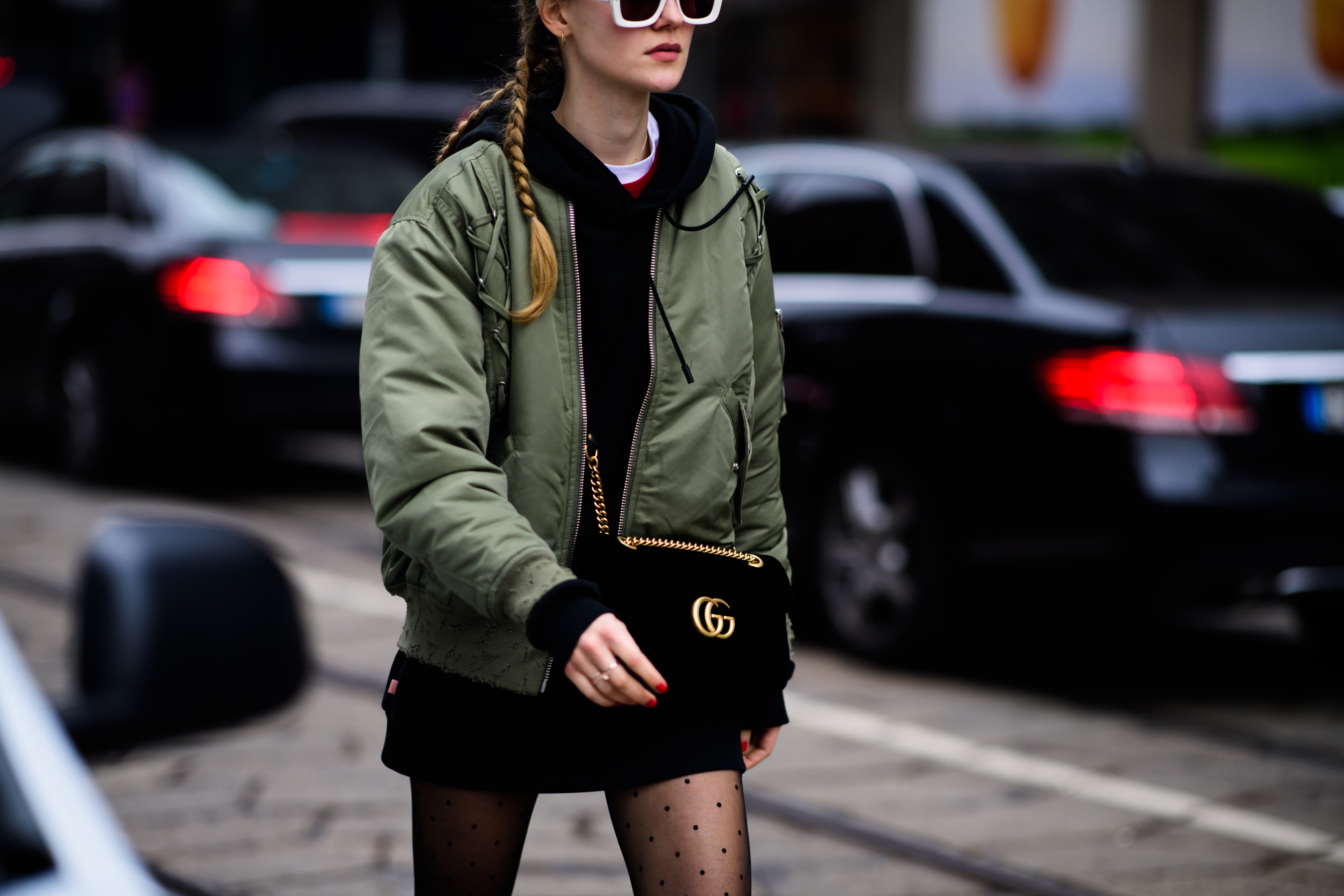 Woman with Gucci crossbody bag